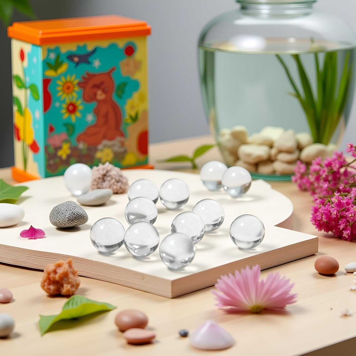 20 Pcs 10Mm Clear Glass Marbles Solid Marble Beads Marbles Games Bouncing Ball Pinball Machine for Vase Fish Tank Filler Home Decor, Dice and Marble Games, Sports and Outdoor Play image number 3