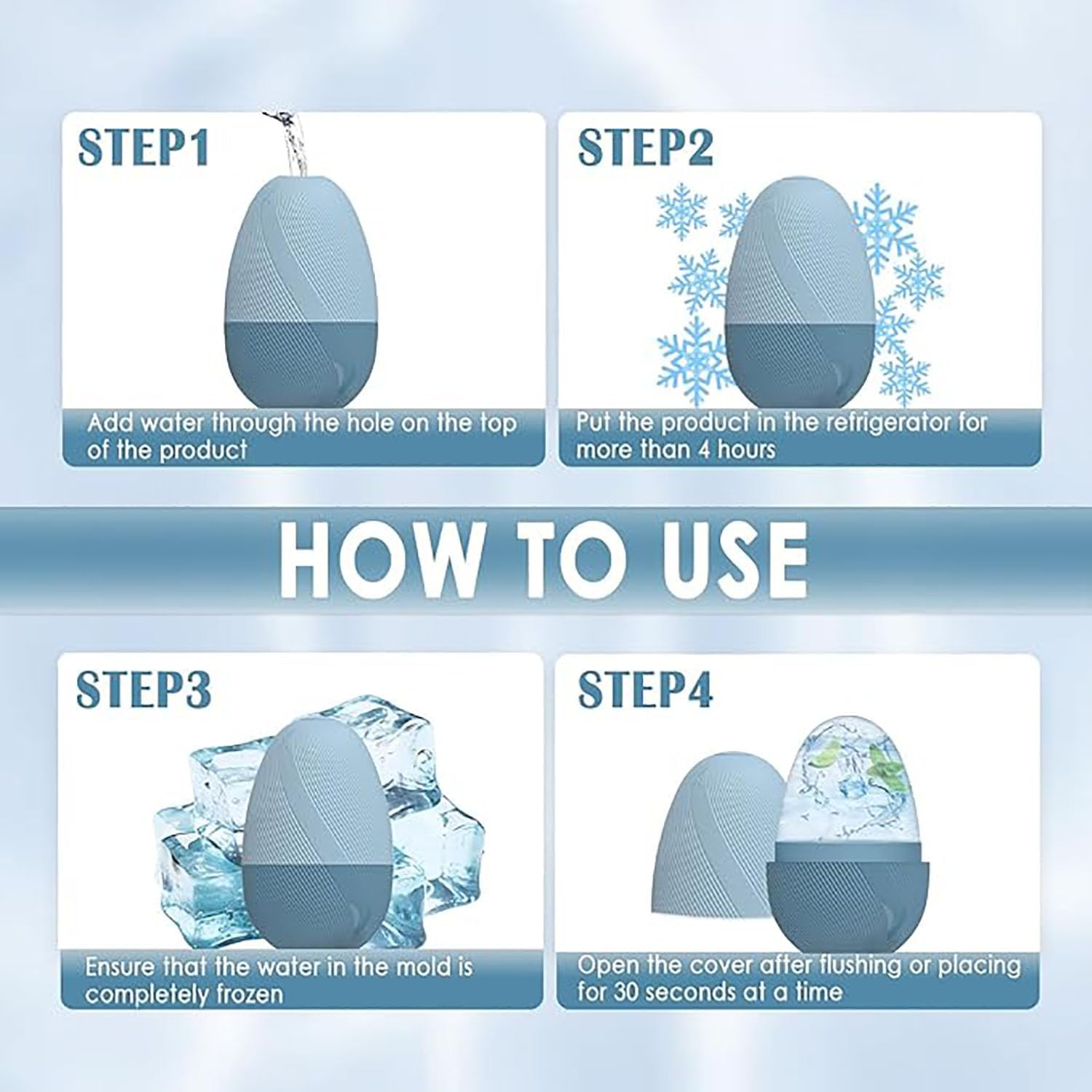 EOMECUIGAO Ice Cube Roller Massager for Face Silicone Ice Roller Massage Lift Firm & Brighten Face(Blue) image number 2