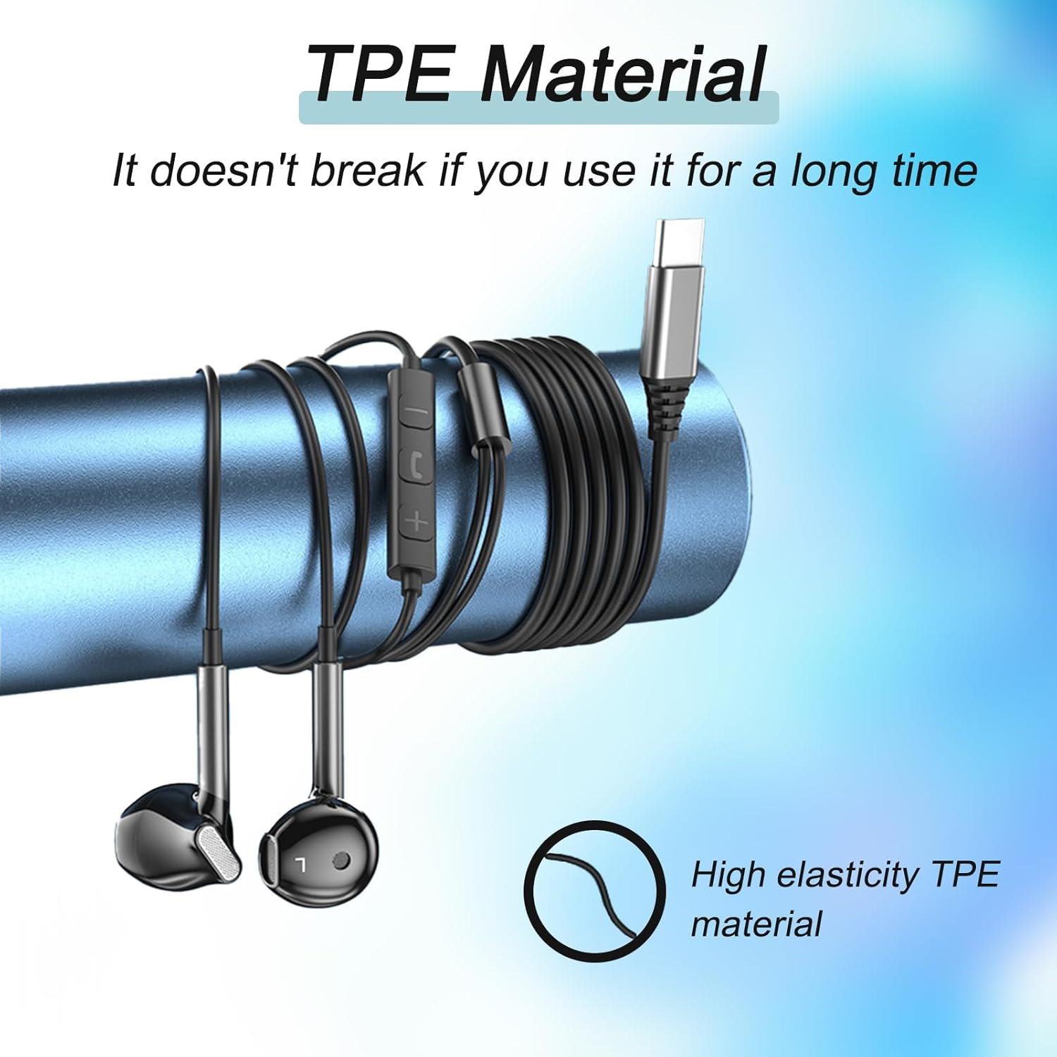 USB C Headphones, Cable Hifi Stereo Earphones with Microphone and Volume Control, Compatible with Iphone 16 15 Ipad Pro Air 5 Mini 6 Google Pixel 9 Samsung Galaxy S24 S23 Ultra S22 S21 FE S20 A53 A54 image number 1