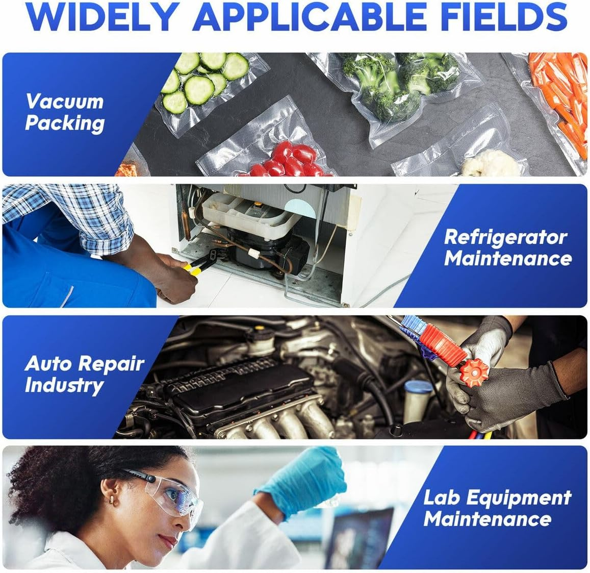 AUSWAY 4CFM Vacuum Pump Set 1/3 HP 1 Stage Air Conditioning HVAC Refrigeration Auto AC Repair Tools Food Clothes Packaging R134A R410 Manifold Gauges image number 5