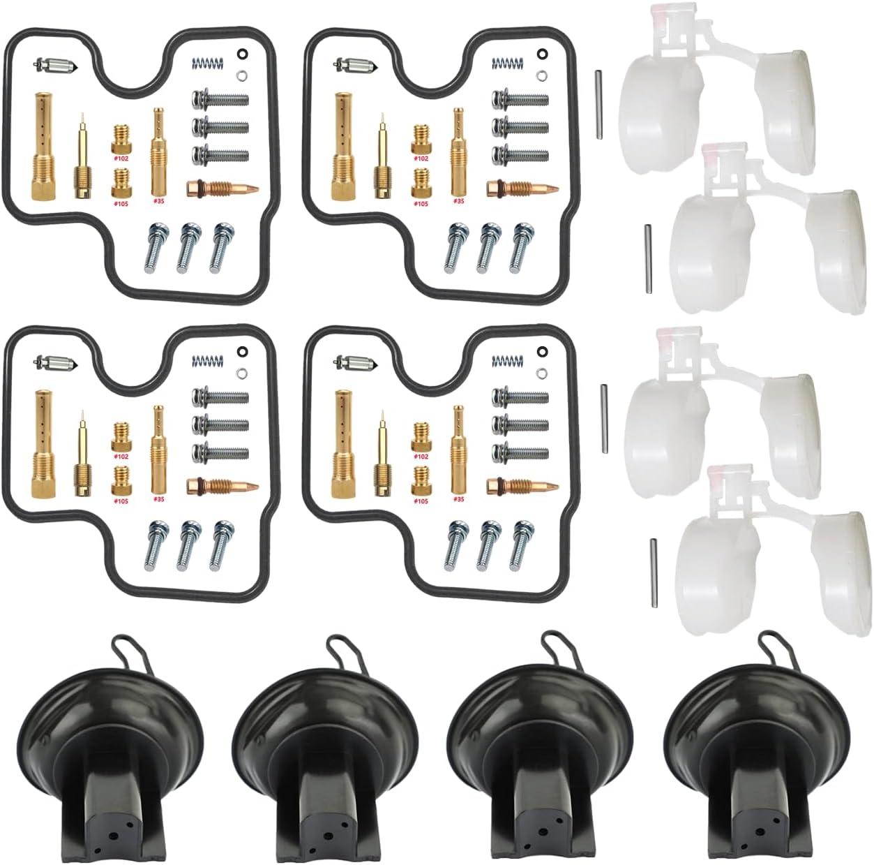 CBR250RR MC22 Motorcycle Carburetor Repair Kit Rebuild Kit Carb Float Parts 4Sets (Rebuild Kit,Float,Diaphragm)