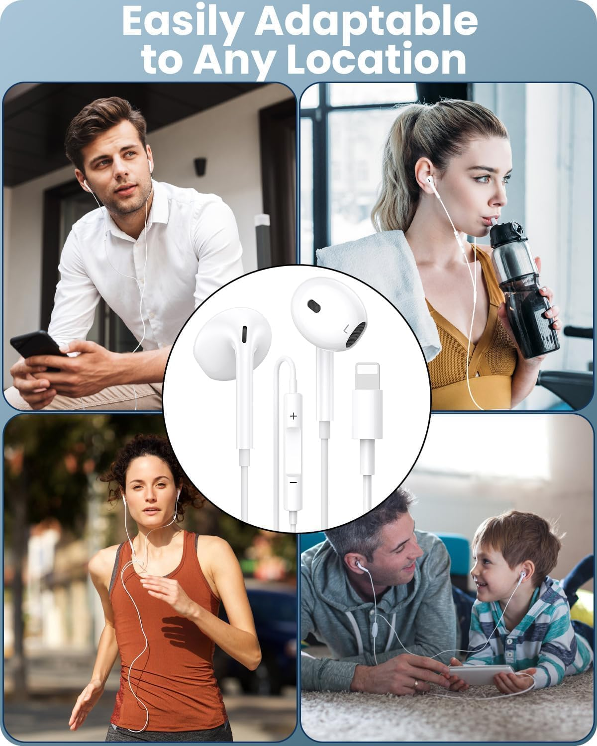 Pack of 2 Mfi-Certified In-Ear Headphones for Iphone, Hifi Stereo Sound, Wired Earphones, Built-In Microphone and Volume Control, Compatible with Iphone 14/Pro Max/Pro/13/12/11/Se/Xs/Xr/8/7/Plus image number 2