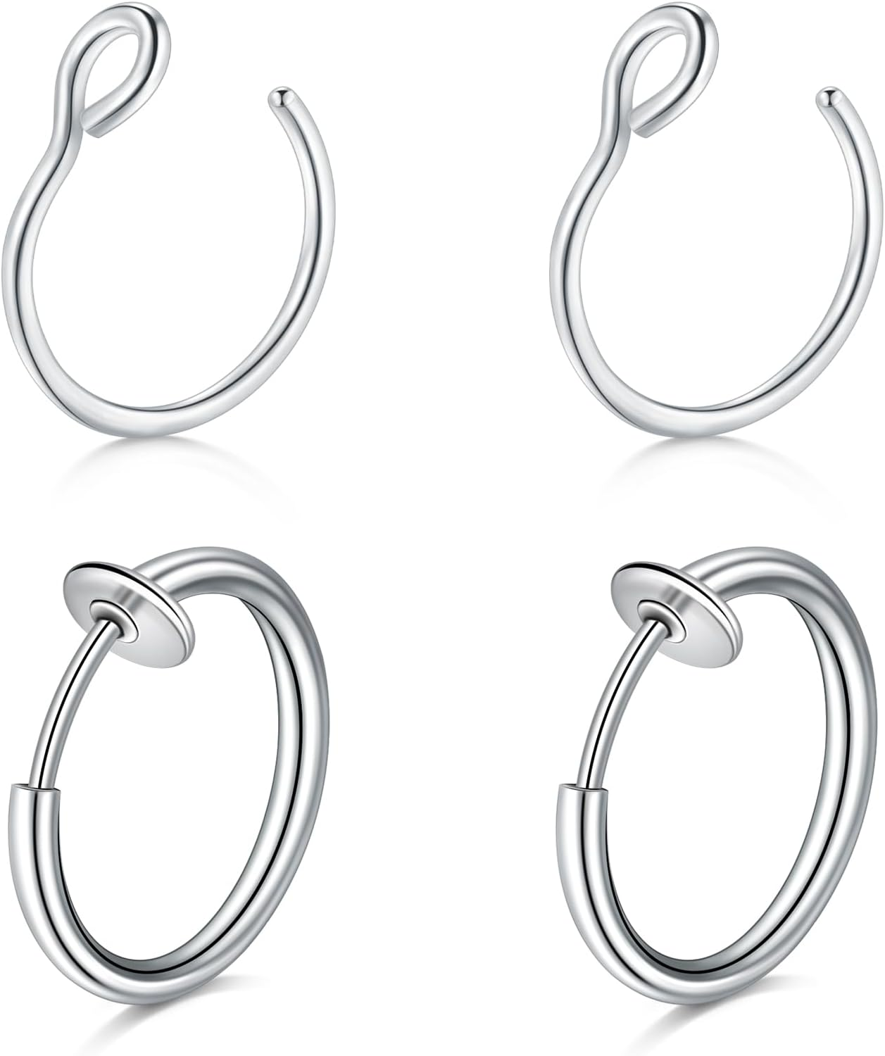 QWALIT Fake Nose Ring Fake Lip Piercing Fake Lip Ring Fake Nose Ring Hoop Fake Snake Bites Fake Lip Piercings Faux Lip Rings Fake Nose Piercing Clip on Nose Ring Spring