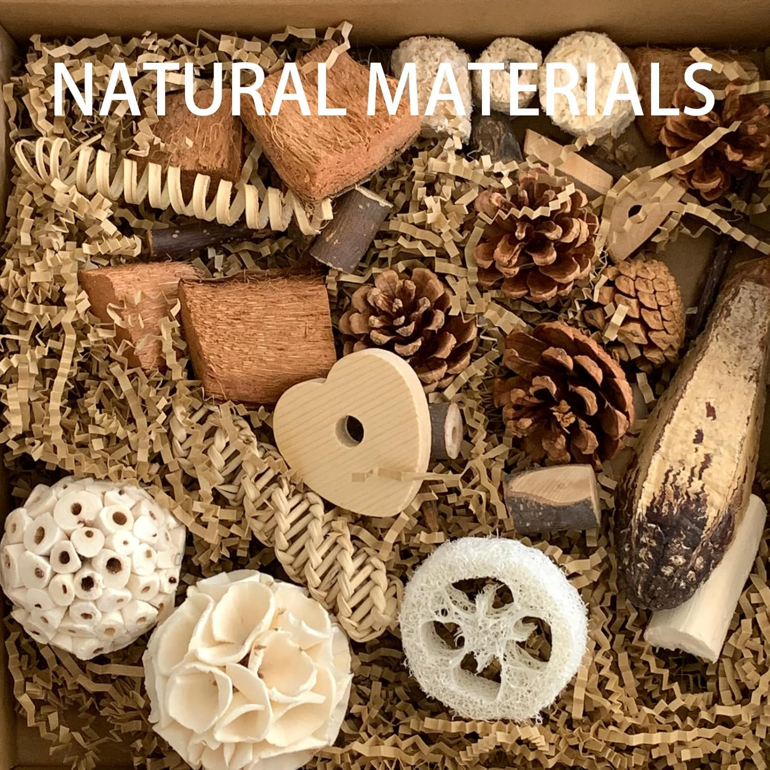 Bird Foraging Shredding Toys Box, Birds Natural Interactive Chew and Forage Toy for Parakeets, Parrot, Cockatiels, Conures, Lovebirds image number 2