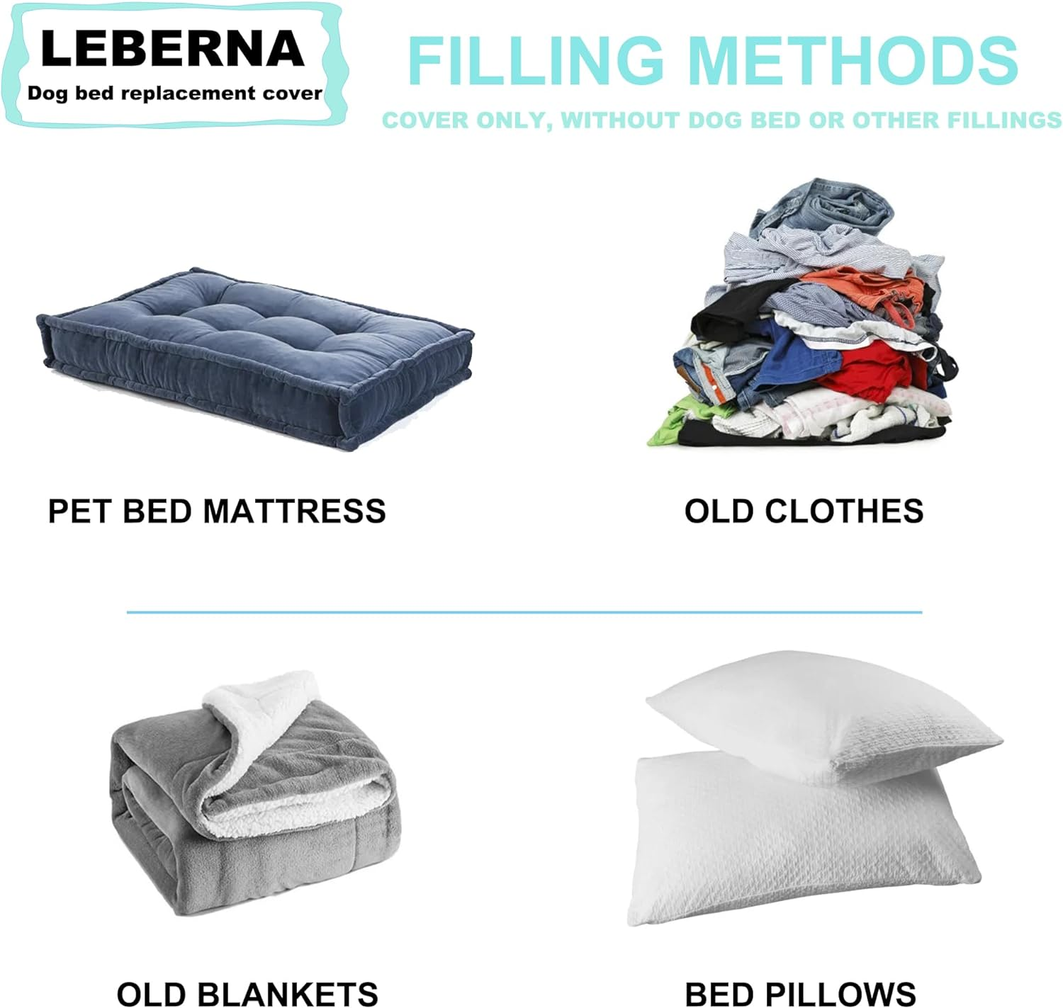 Leberna Waterproof Dog Bed Cover Washable, Heavy Duty Durable Oxford Universal Pet Dog Bed Replacement Protector Cover image number 1