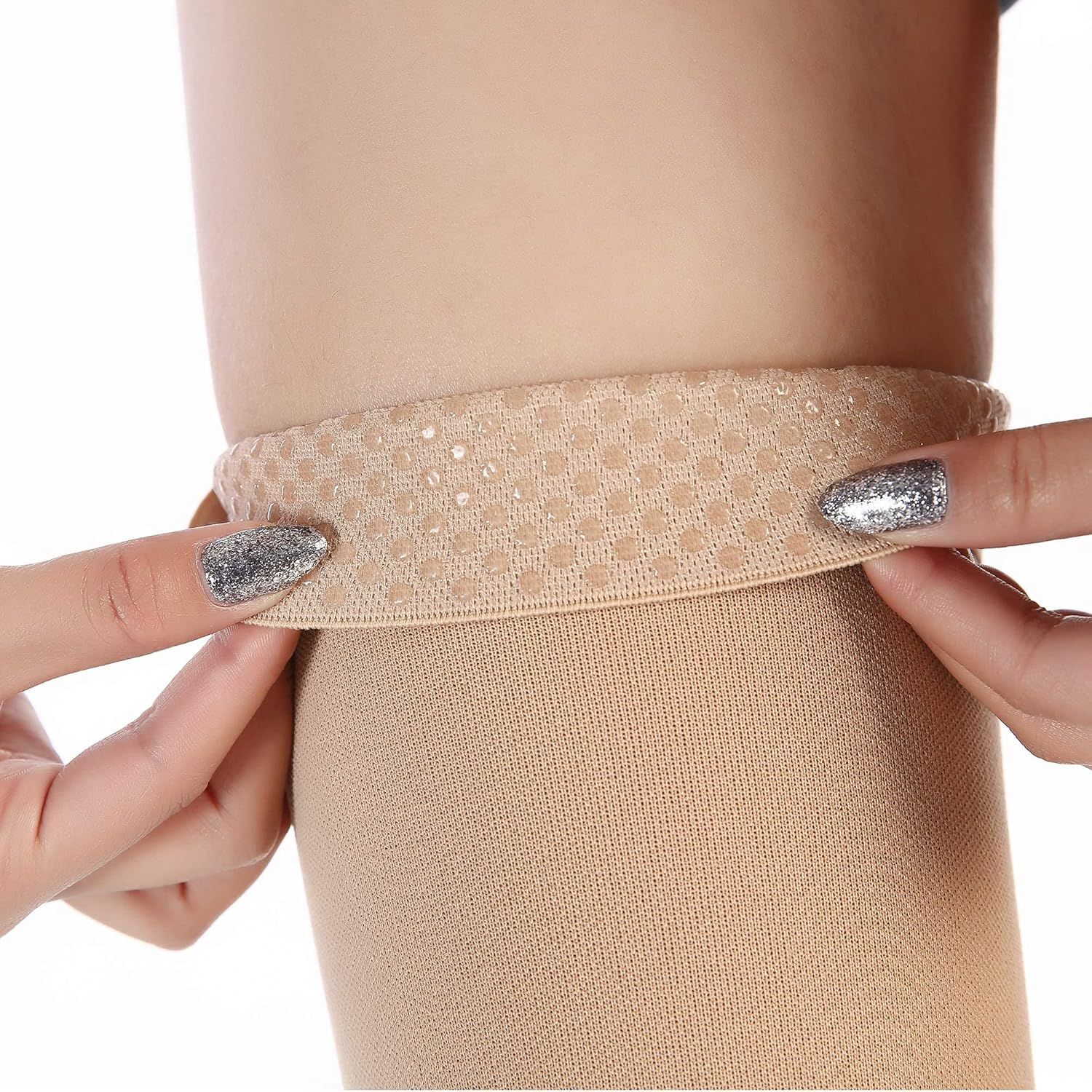 Leotruny Women Men 20-30 Mmhg Support Open Toe Thigh High Compression Stockings