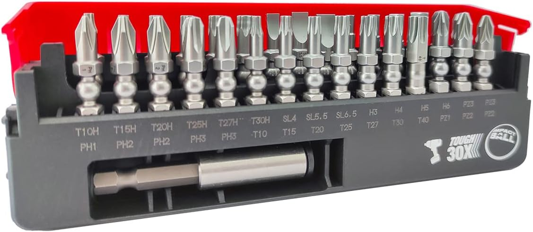 VESSEL Set of 30 Impact Ball Torsion Screwdriver Bits + Bit Holder image number 1