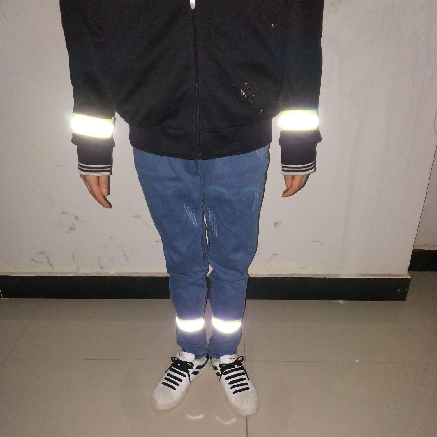 8 Pcs High Visibility Reflective Night Running Walking Elastic Strap Wristbands Ankle Bands Armbands Safety for Cycling Walking Running Camping Outdoor Sports-Fits Women, Men & Kids image number 6