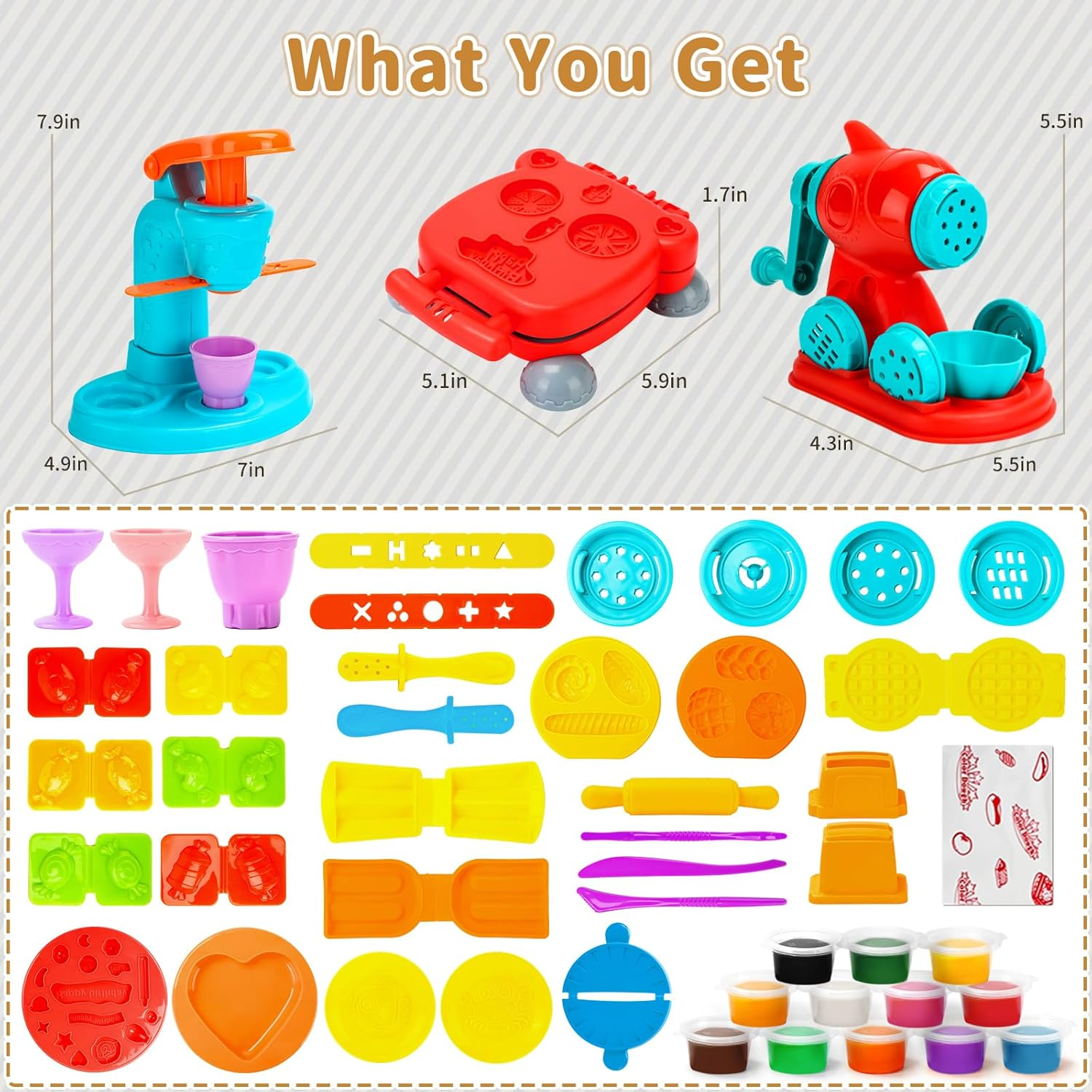 Calfqueen 3 in 1 Playdough Arts & Crafts Supplies Kids Toys, Playdough Kitchen Toys with Clay Tools, Kids Craft Set for 3 4 5 6 Year Old Boys Girls Gifts, Age 8-10 image number 4