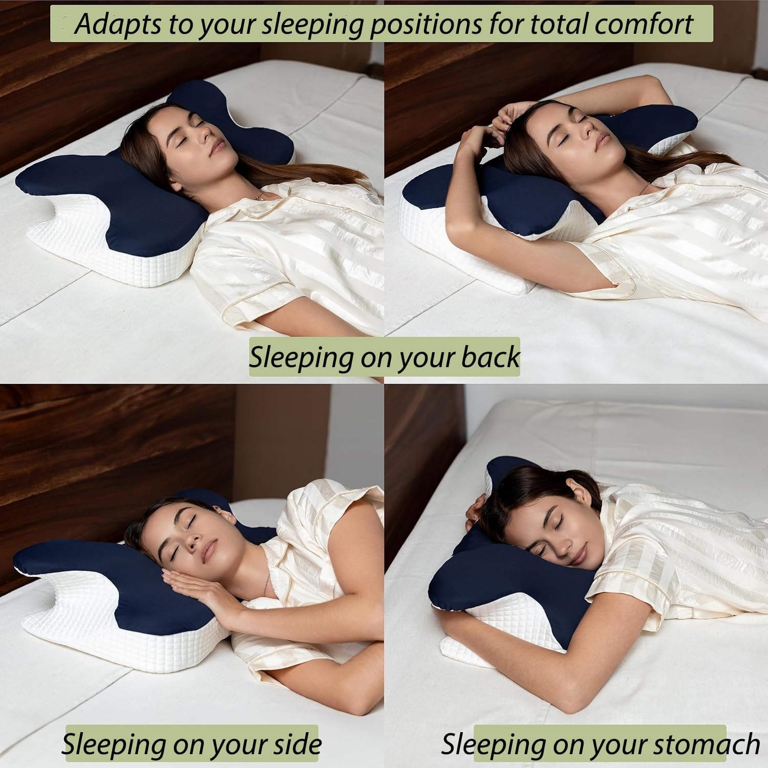 Cervical Neck Pillow for Pain Relief - Ergonomic Side Sleeper Pillow for Neck Support, Cooling Memory Foam Pillows for Sleeping, Contour Pillow Orthopedic Bed Pillow for Back Stomach Sleepers image number 3