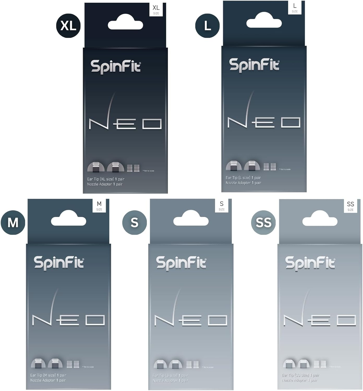Spinfit NEO for IEM - XL - Silicone Patented Eartips for Replacement, Secure Fit and Supreme Comfort, Reduce Allergic Reaction, One Set Fits Normal and Thin Nozzles (1 Pair)(With Inserts) image number 3