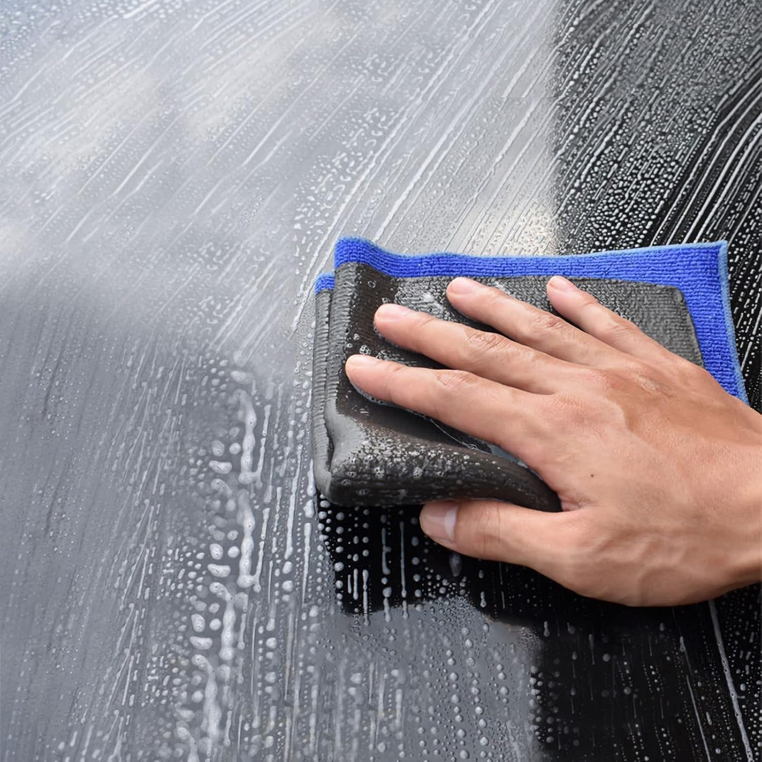 Car Clay Bar Towel Cloth, Car Clay Decontamination Mitt Towel, 2-Piece Set, Auto Care Clays Mitt Towel, Reusable Vehicle Washing Clays Towels Polishing Rags for Cars