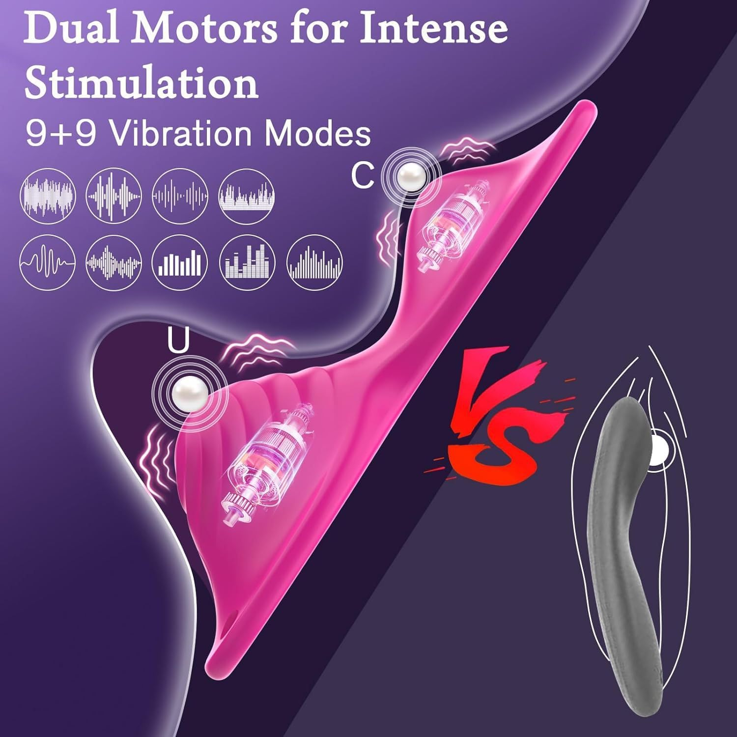 Wearable Vibrator Couples Sex Toys-Sit and Ride Couple Vibrators Women Sex Toy with 9+9 Vibration Modes Dual Motor Vibrating Panties Adult Sex Toy for Female Pleasure image number 2