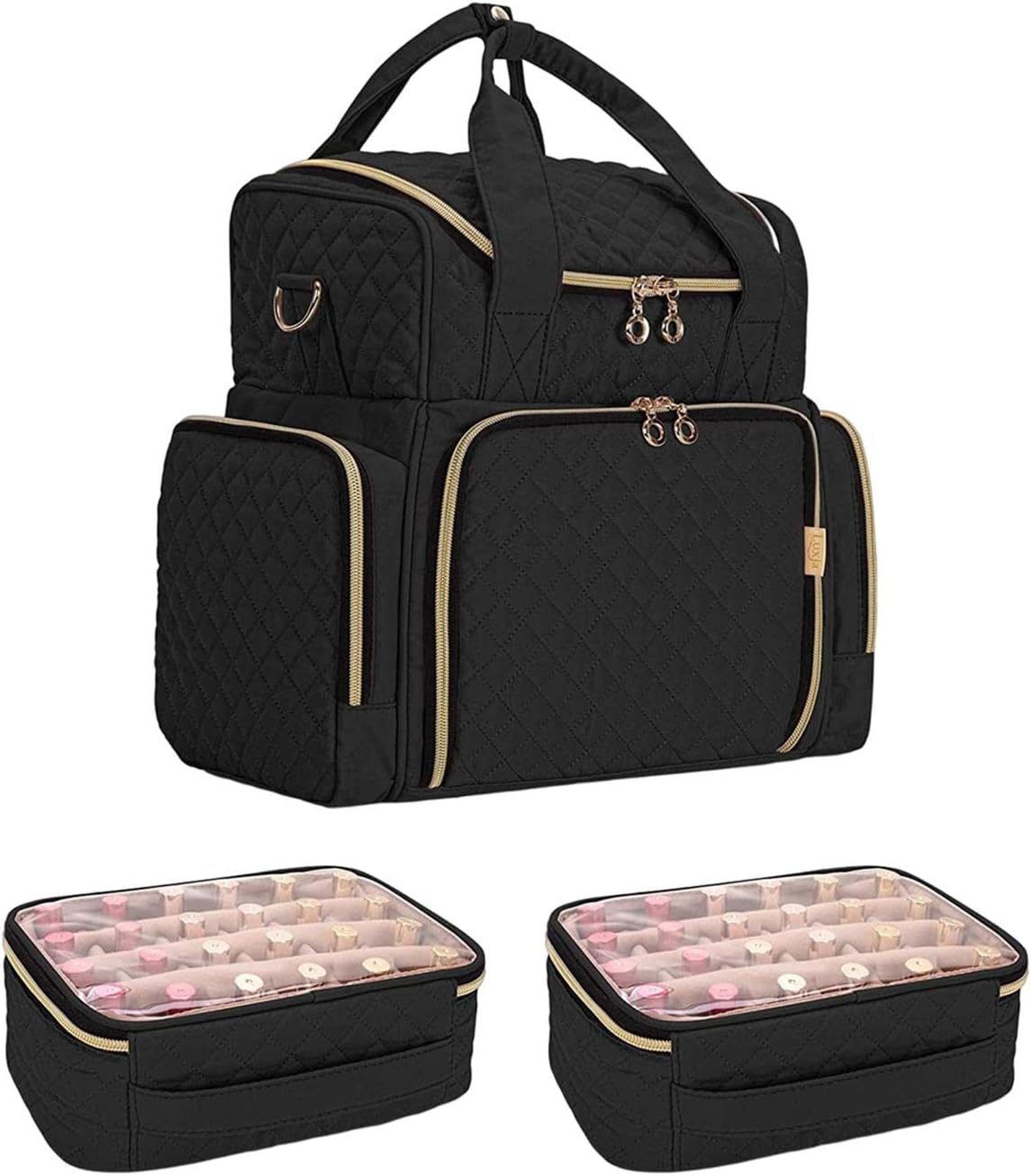 Nail Polish Carrying Case Bag Large Nail Polish Organizer Multifunctional with Mesh Pocket Sturdy Stitching Portable Large Handbag Organizer image number 1