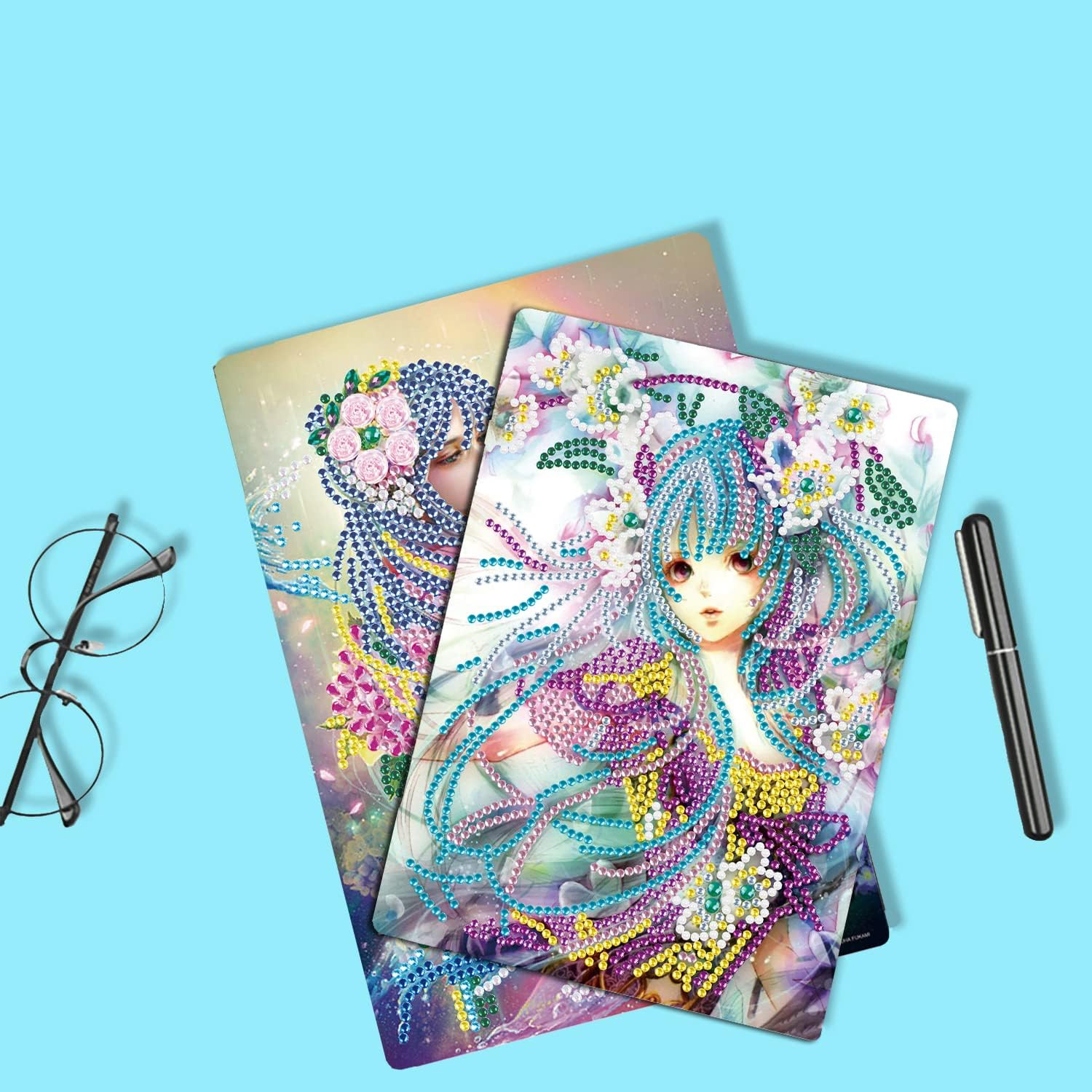 DCIDBEI Notebooks Diamond Painting Sketchbook A5 DIY Notebook A5 Blank Diamond Painting Notebook Embroidery Diary Book Flower Fairy Elf DIY Diamond Art Gifts Craft Set Adults - Bronze Lotus image number 7