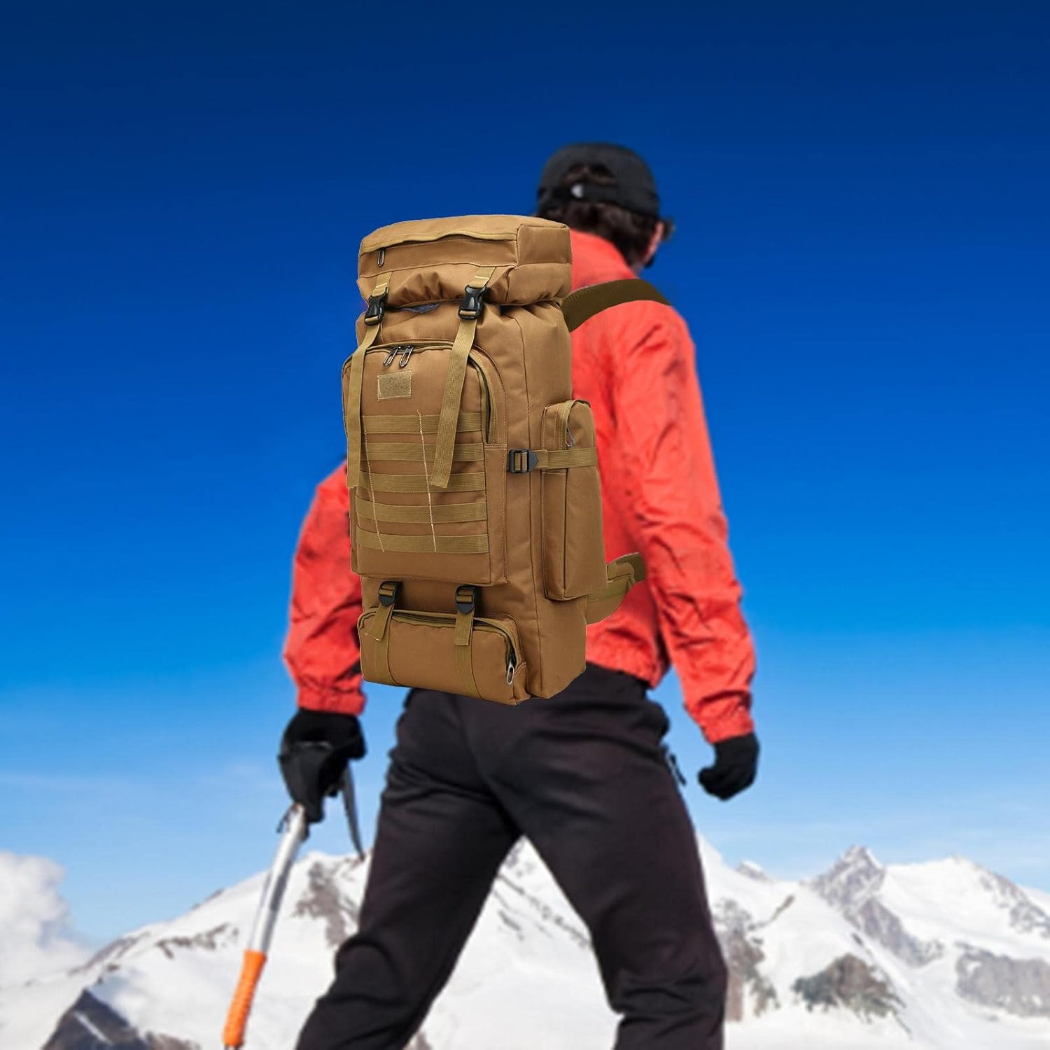 Army Backpack for Men,Waterproof Heavy Duty Hunting Backpacks for Men 80L | Large Trekking Rucksack for Outdoor Hiking Camping Trekking Hunting Puchen - Desert Camouflage image number 7