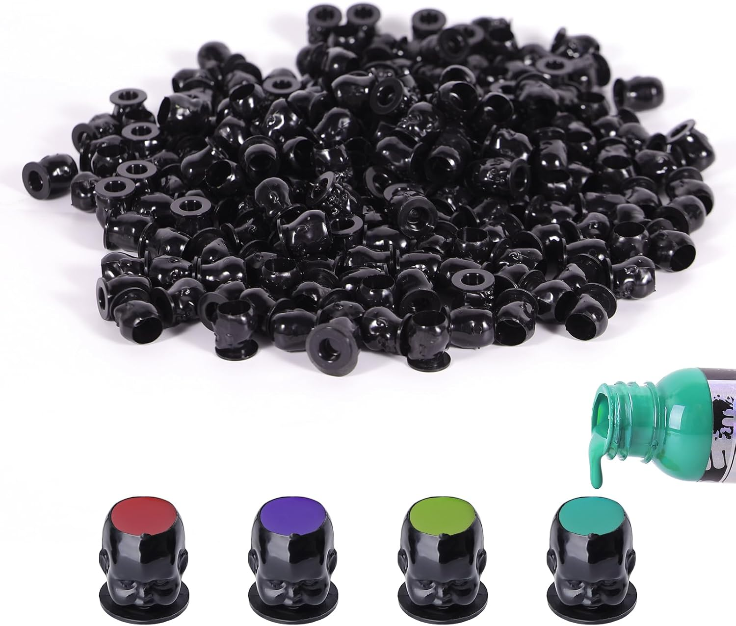 YILONG 200PCS Disposable Tattoo Ink Caps Doll Tattoo Ink Cups with Stable Base Permanent Makeup Pigment Holder Container Cap Tattoo Accessory Tattoo Supplies,Rose Red