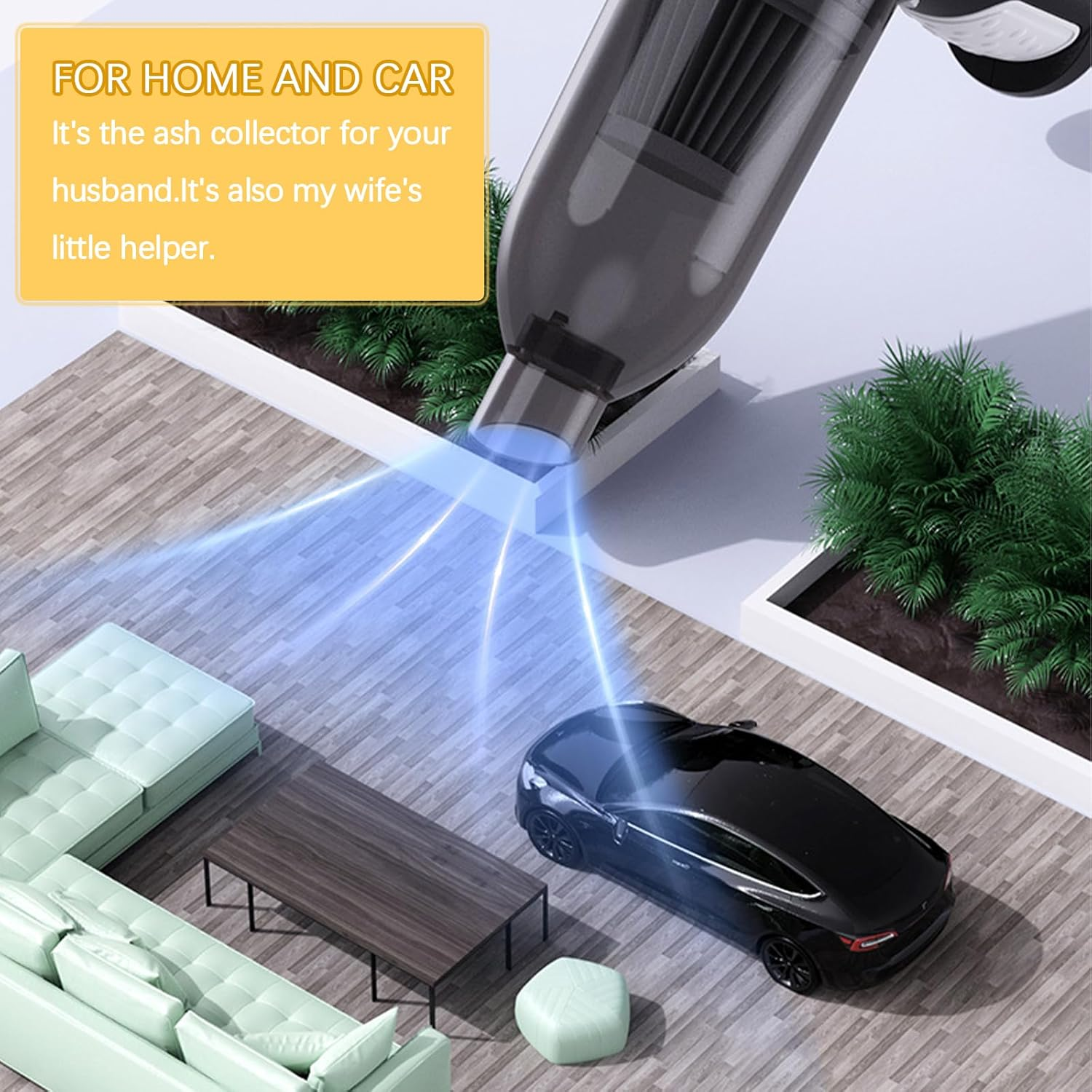 Car Vacuum Cleaner, Handheld Vacuum Cleaner, 22000Pa Strong Power Mini Vacuum Cleaner, Rechargeable and Portable Car Vacuum for Home,Keyboard,Pet (Gray)