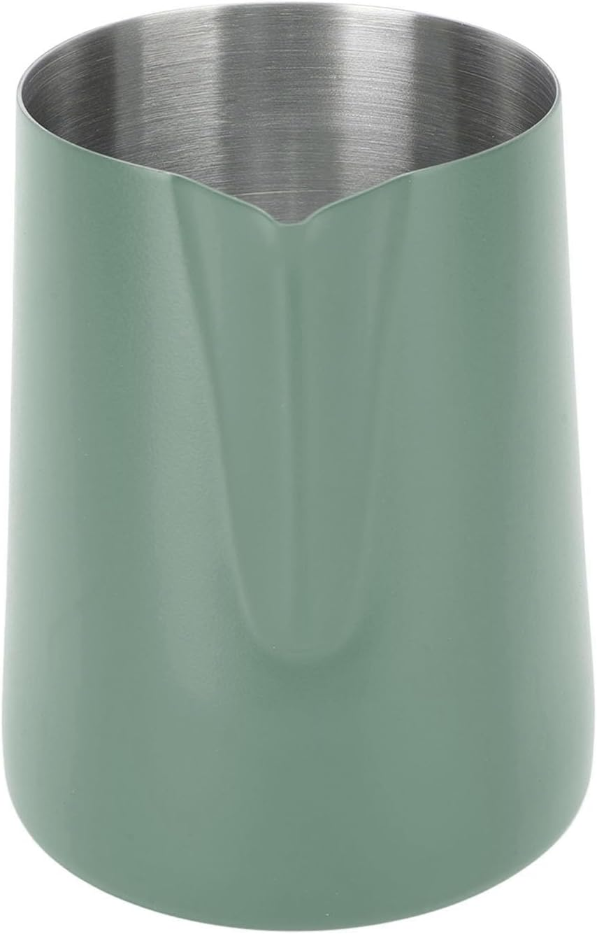 OEBUAFI Milk Frothing Pitcher 600ML Stainless Steel Coffee Frother Cup with Measurement Scale and Pointed Spout for Espresso Machines Latte Art Cappuccino Milk Tea (Dark Green) - Pink image number 4