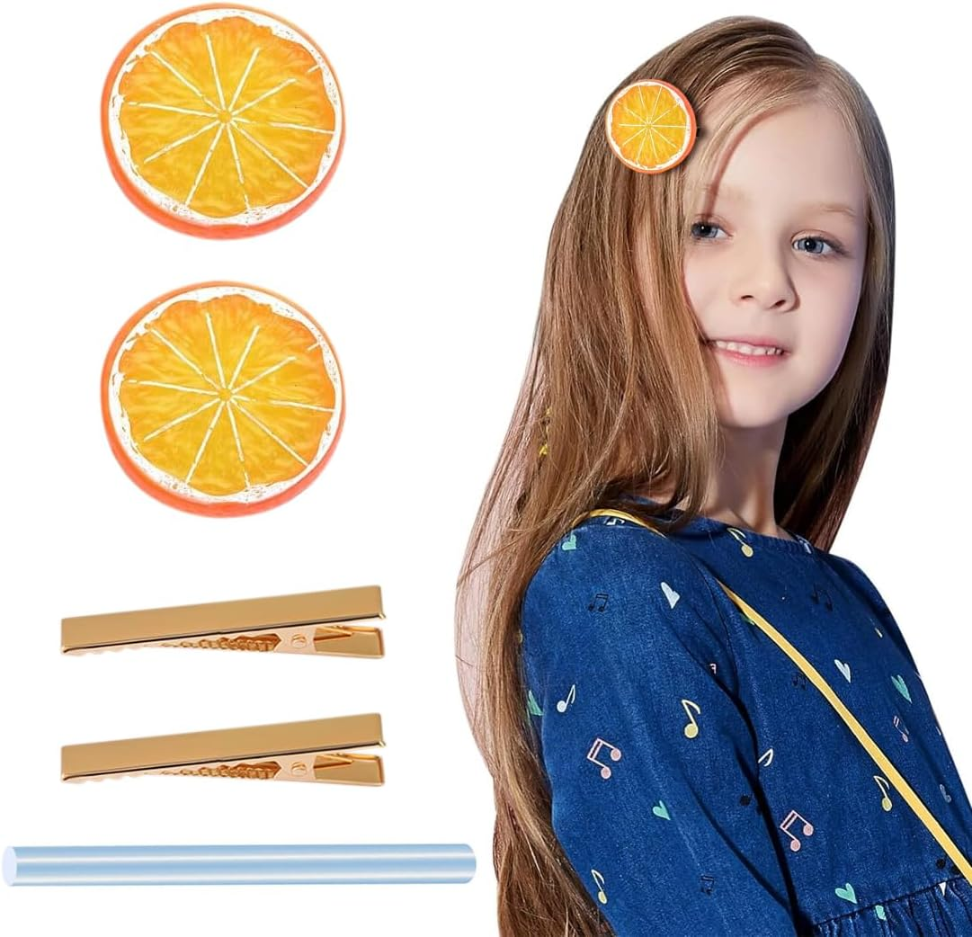 MOLZINY 1 Set of Orange Hair Clips DIY Girls Women Cute Fruit Hair Accessories for Carnival Party image number 3