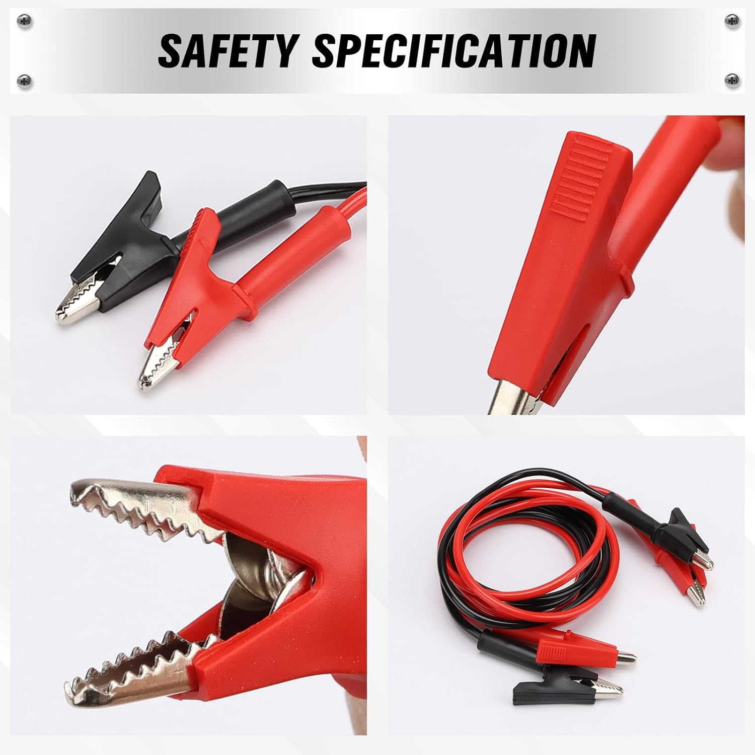 SWANLAKE 2-Piece Dual-Ended Alligator Clip Test Leads, 1000V 15A 3.5Ft/1M Electrical Alligator Clips, Flexible Copper Cable Crocodile Clip, Electrical Wires with Gator Clips image number 3