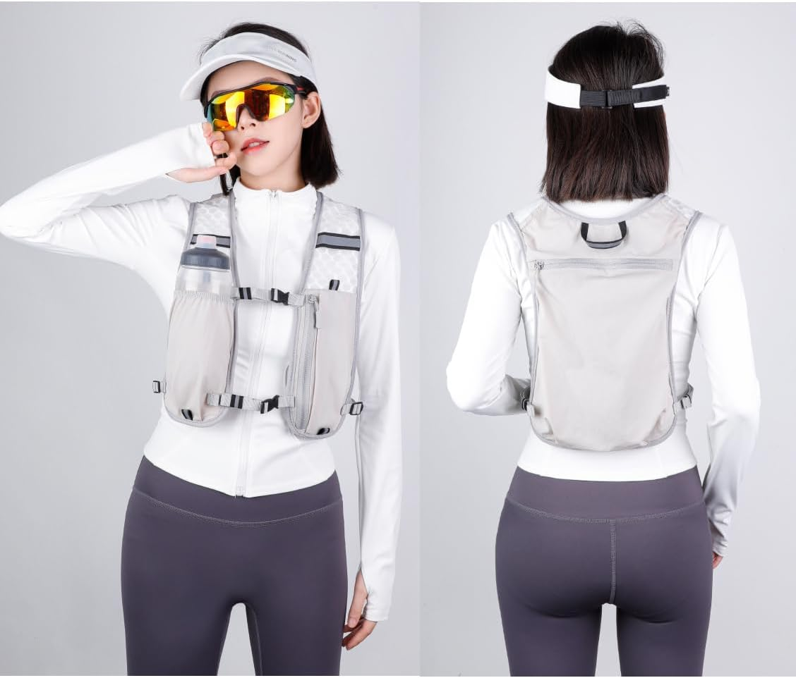 Running Hydration Vest with 500Ml Soft Flask, Waterproof Phone Pocket, Lightweight Hydration Pack, Adjustable No-Bounce Straps for Trail Running, Marathon, Cycling image number 2