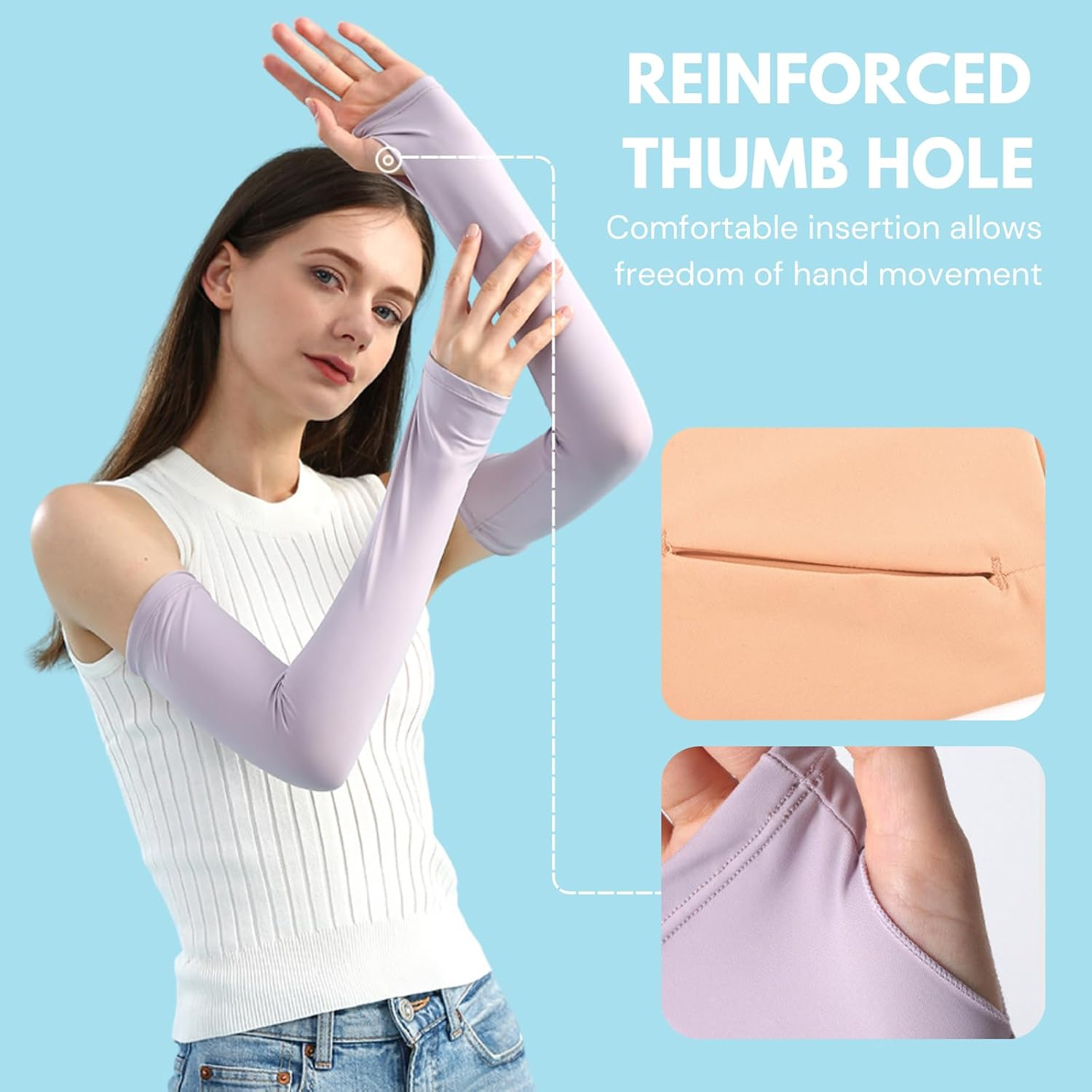 Women Arm Sleeves（2 Pairs） for Sun Protection UPF 50 &ndash; Cooling Compression Cover for Golf, Cycling, Running, Driving, UV Protection Sleeves for Volleyball, Sports & Outdoor Activities image number 5