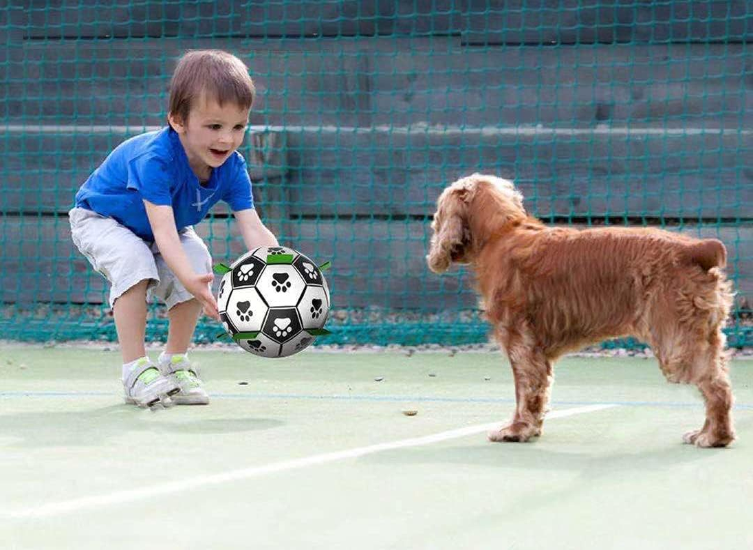 Dog Ropes Toys Soccer Ball with Grab Tabs, Interactive Dog Toys for Tug of War, Puppy Birthday Gifts, Dog Tug Toy, Dog Water Toy, Durable Dog Balls for Medium & Large Dogs (Medium) image number 5