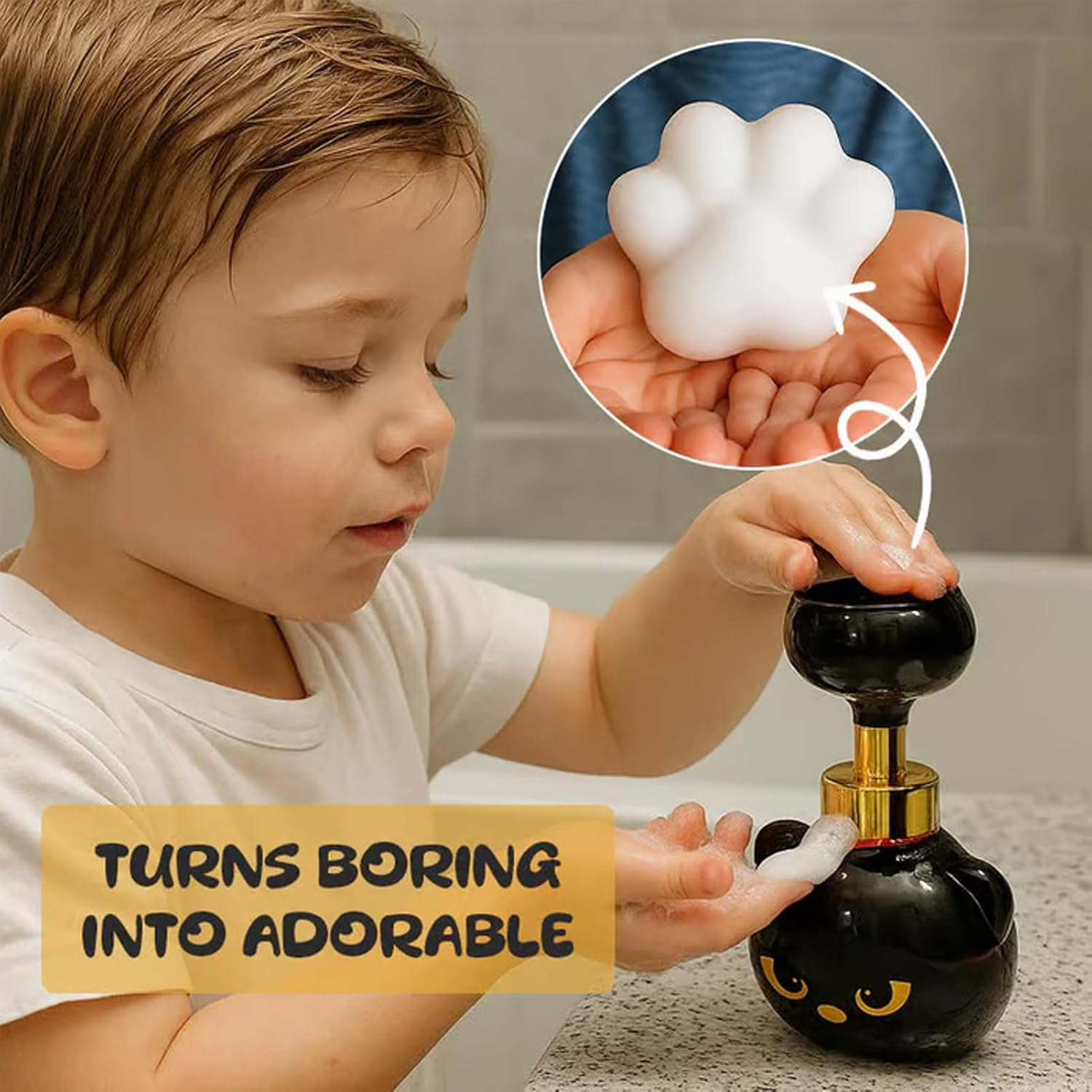 Halloween Cat Paw Print Soap,Cute Cat Paw Foam Soap Dispenser,Reusable Shampoo Pump Container, Foaming Hand Dispensers,For Bathroom Kitchen image number 6