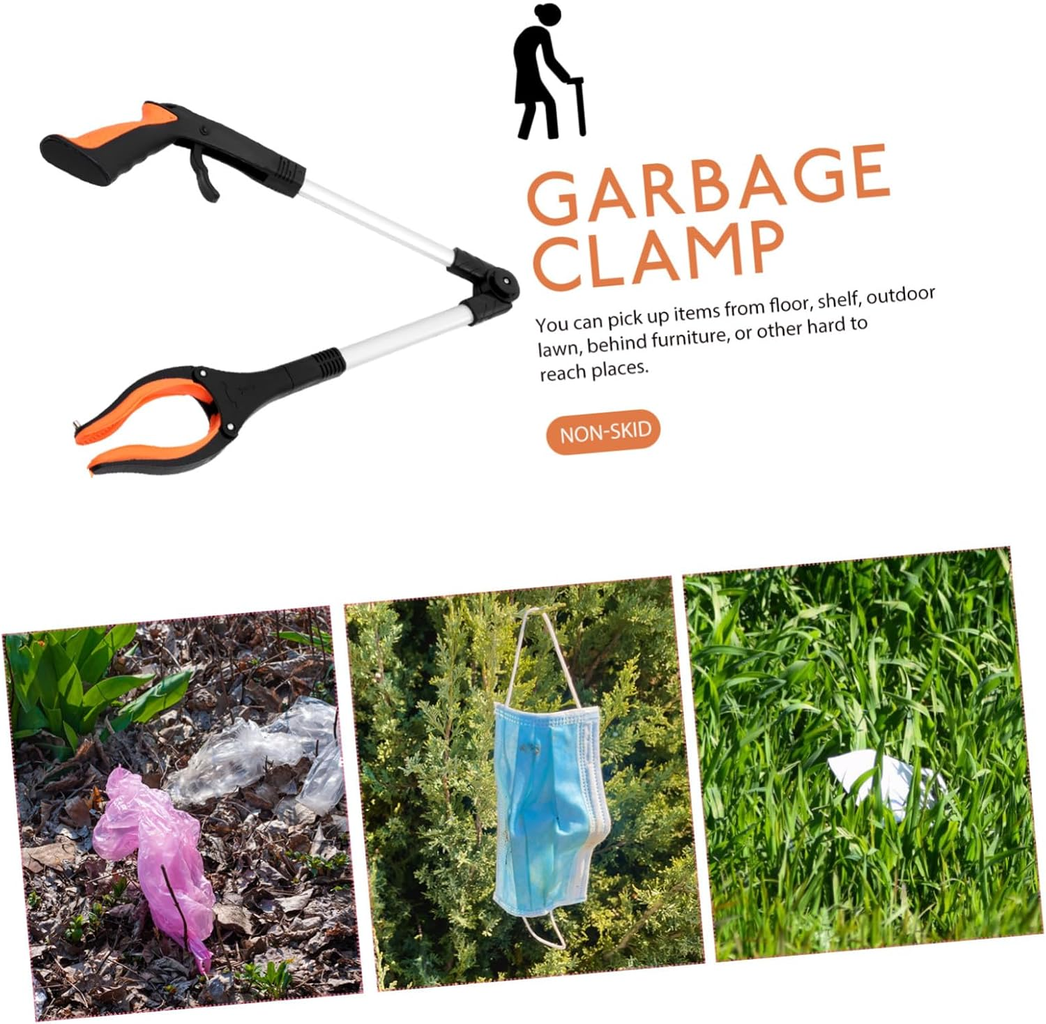 Foldable Trash Picker Grabber Tool with Ergonomic Non-Slip Handle Lightweight Aluminum Alloy and Abs Construction Household Cleaning Aid for Picking up Garbage Keys Coins Portable image number 1