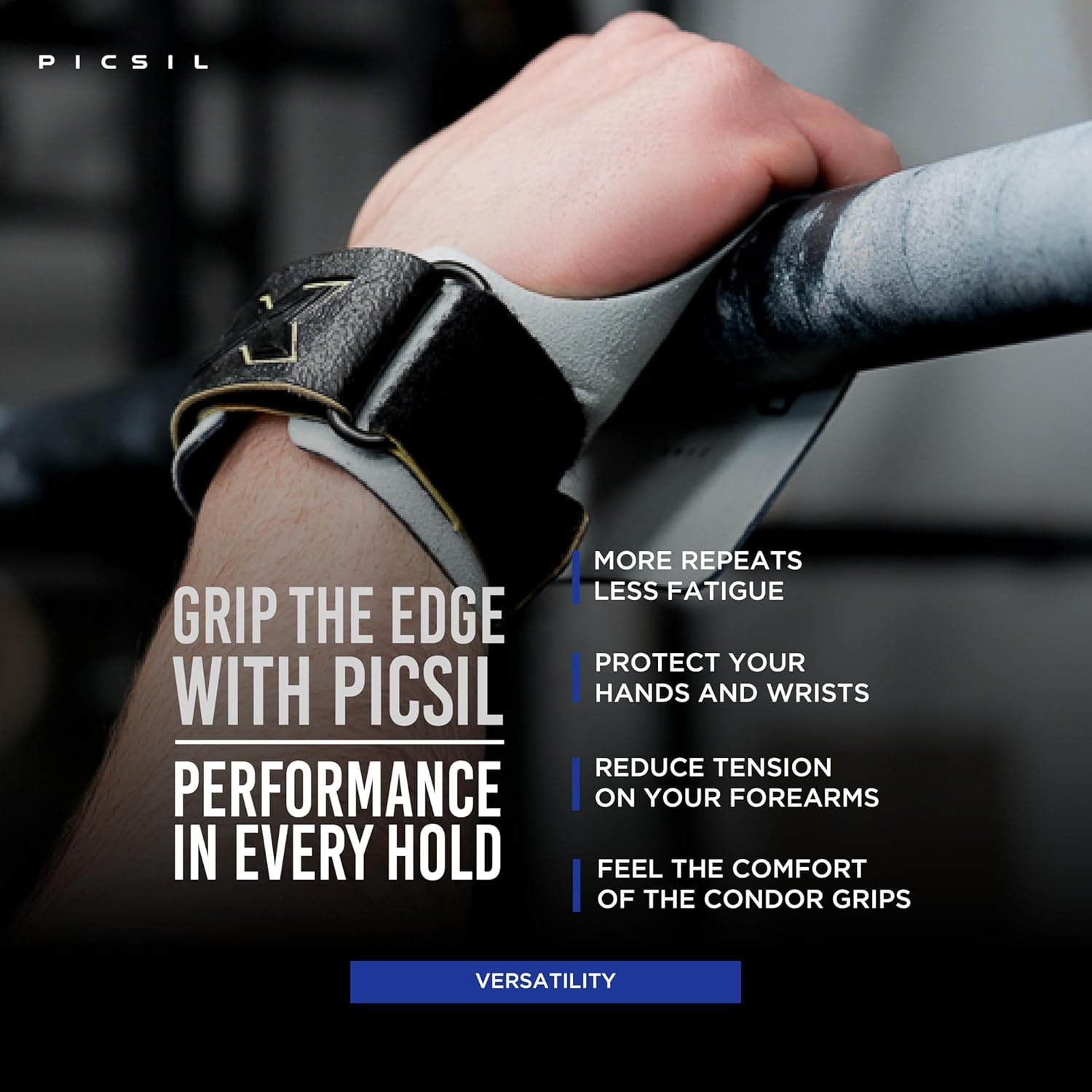 PICSIL Condor Grips, No Hole Leather Hand Grips, Increased Protection and Comfort, Hand Grips for Gymnastic, Cross Training, Pull Ups, Weightlifting, Prevents Blisters and Tears image number 2