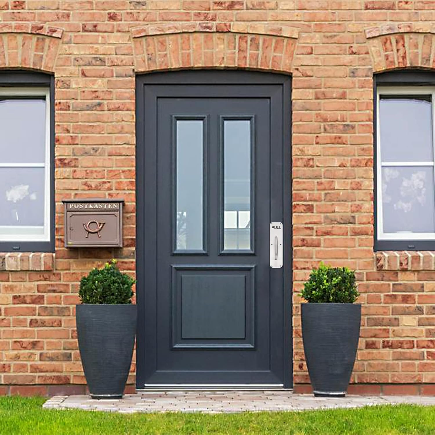 GINZER Stainless Steel Door Handle, Aluminum Alloy Pull and Push Plate Commercial Silver Heavy Duty Sliding Door Handle with Screws,300 X 80 Mm