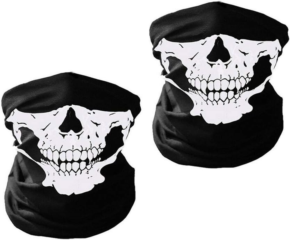 2Pcs Breathable Face Skull Mask Half Face Motorbike Neck Headwear Outdoor Ski Skull Party Masks Sport Halloween Mask for Bike Motor Cycling image number 5