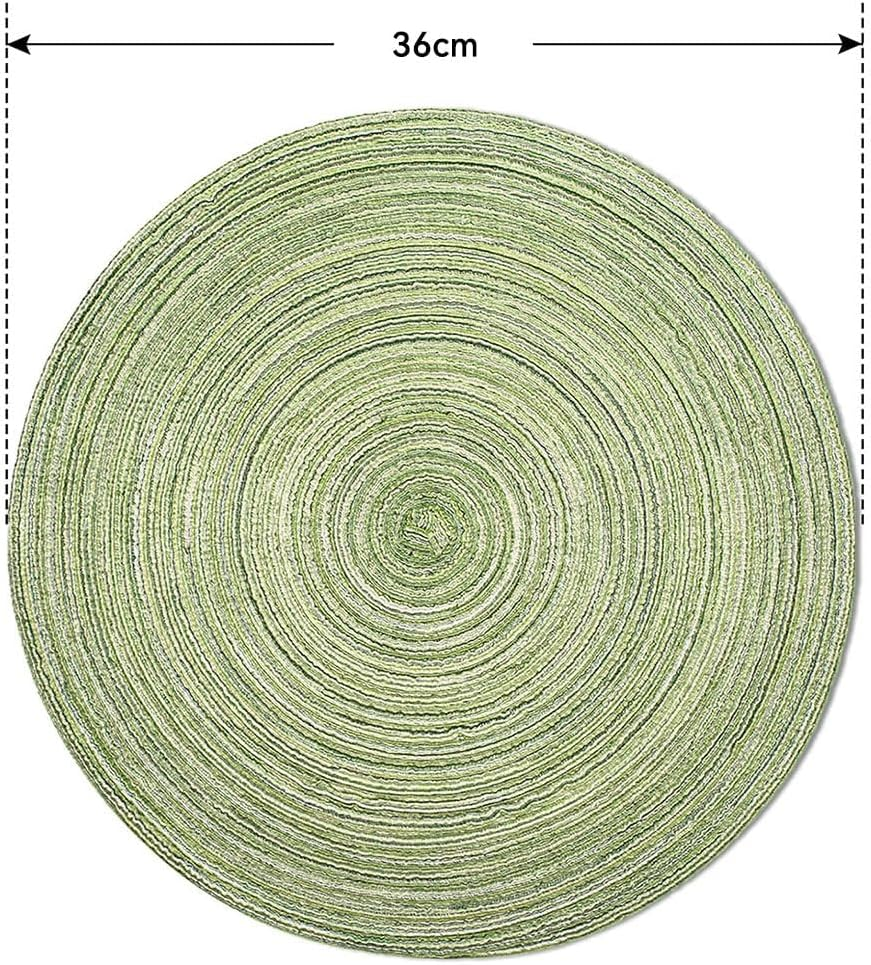 JZS round Braided Placemats 36Cm Washable Kitchen Table Placemats for Home Wedding Party,6Pcs,Green image number 6