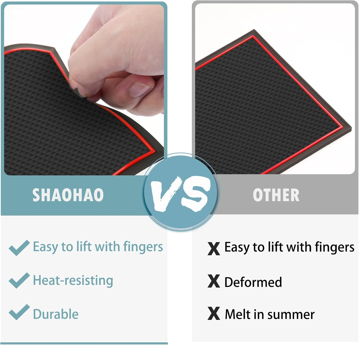 SHAOHAO Compatible with Hyundai Kona SX2 2024 2025 2026 Rubber Mats Centre Console Non-Slip Mats Drink Holder Mat Door Slot Mat Storage Box Hyundai Kona Accessories Red - Petrol Version-Red image number 4
