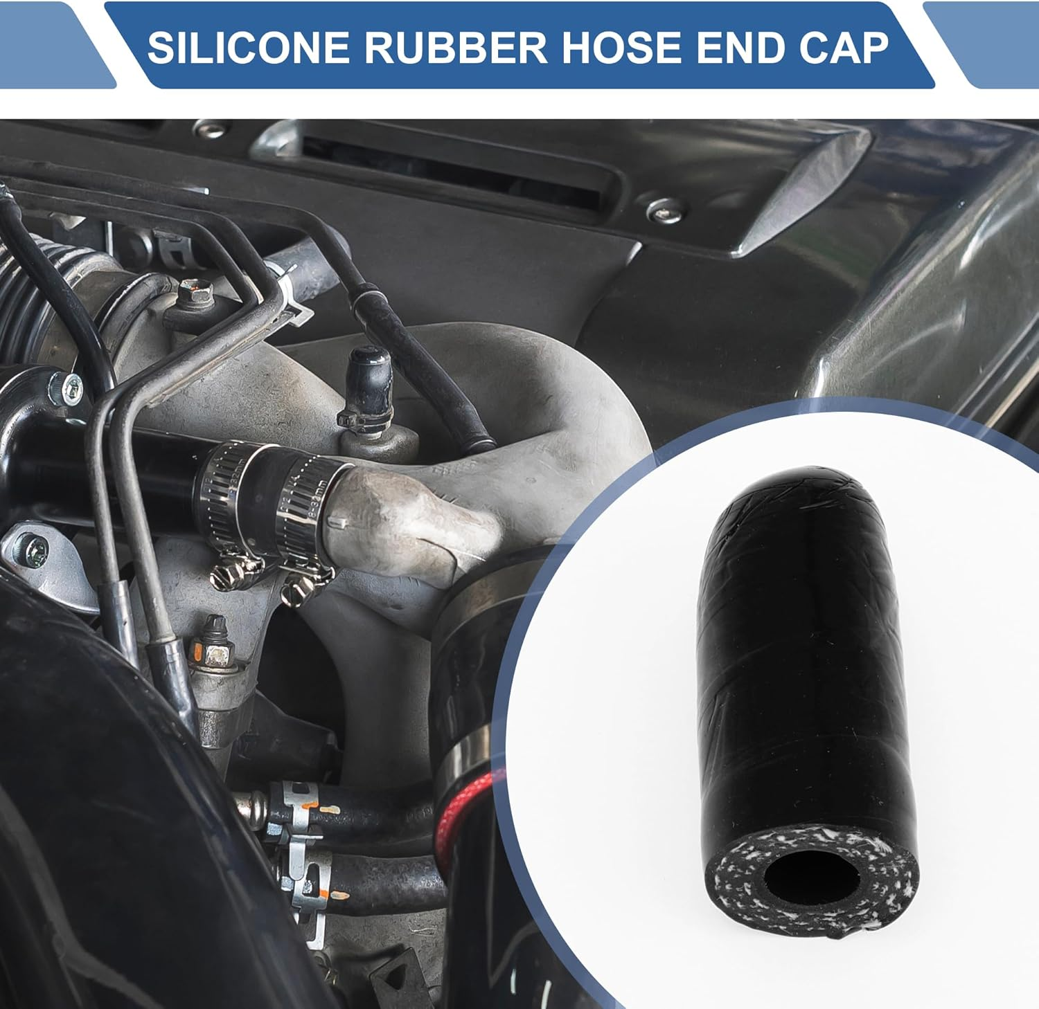 X AUTOHAUX 1 Pcs 30Mm Length 8Mm/0.31" ID Black Car Silicone Hose End Cap Silicone Reinforced Blanking Cap for Bypass Tube Universal image number 5