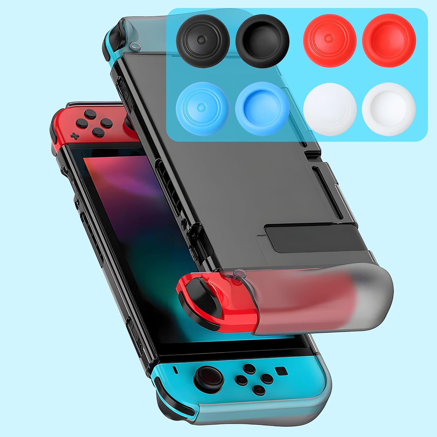 4 Pack Nintendo Switch Kickstand Replacement Kit with 8 Thumb Grips - Ultimate Backup Solution, DIY Installation, Repairing Broken/Damaged Kickstand, Spare Part for Nintendo Switch Console image number 3