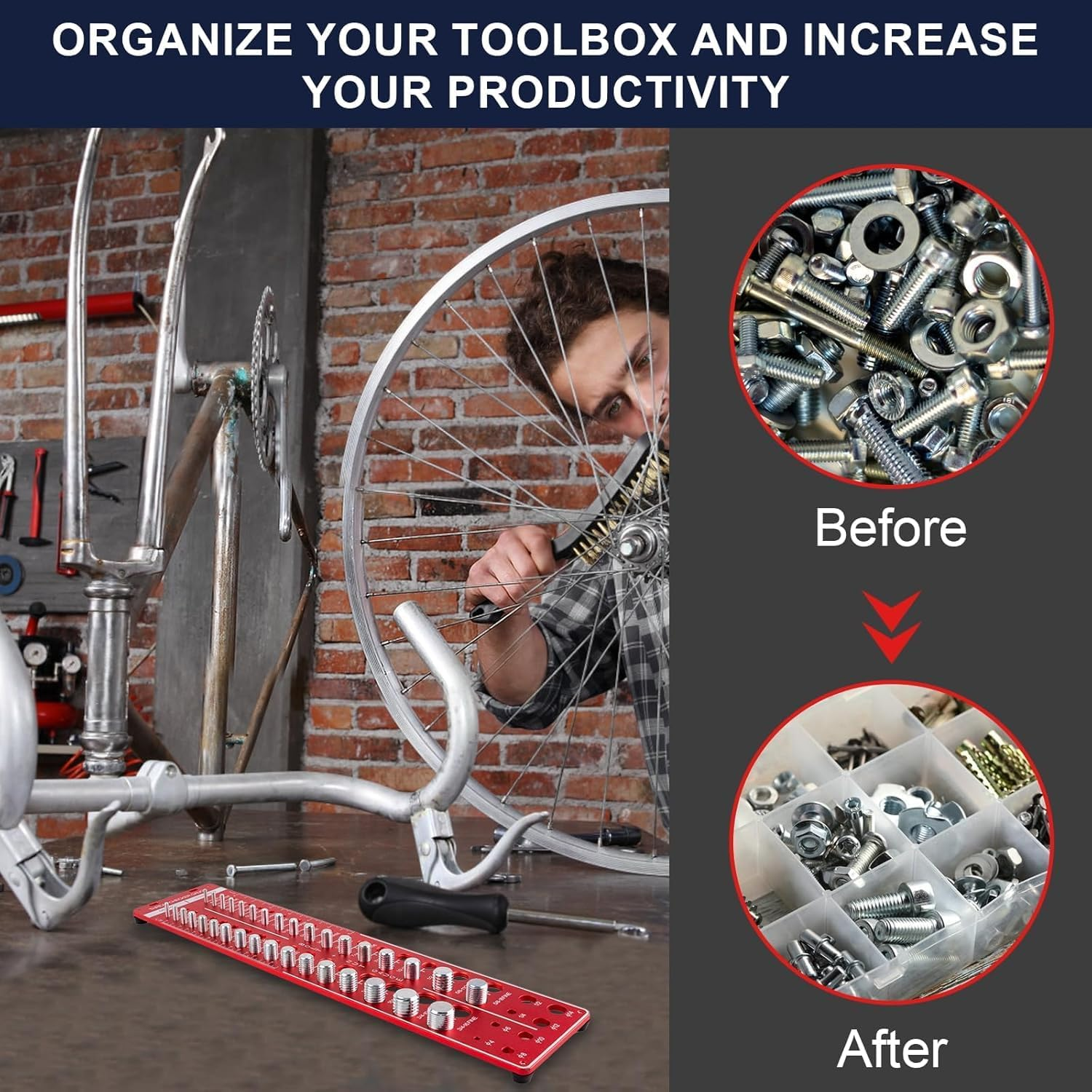 34 Thread Checker, Nut and Bolt Thread Checker, Bolt Size and Thread Gauge with 19 Standard and 15 Metric, 8 Drill Bit Gauge, Bolt and Nut Identifier Gauge Bolt Gauge Rectangular