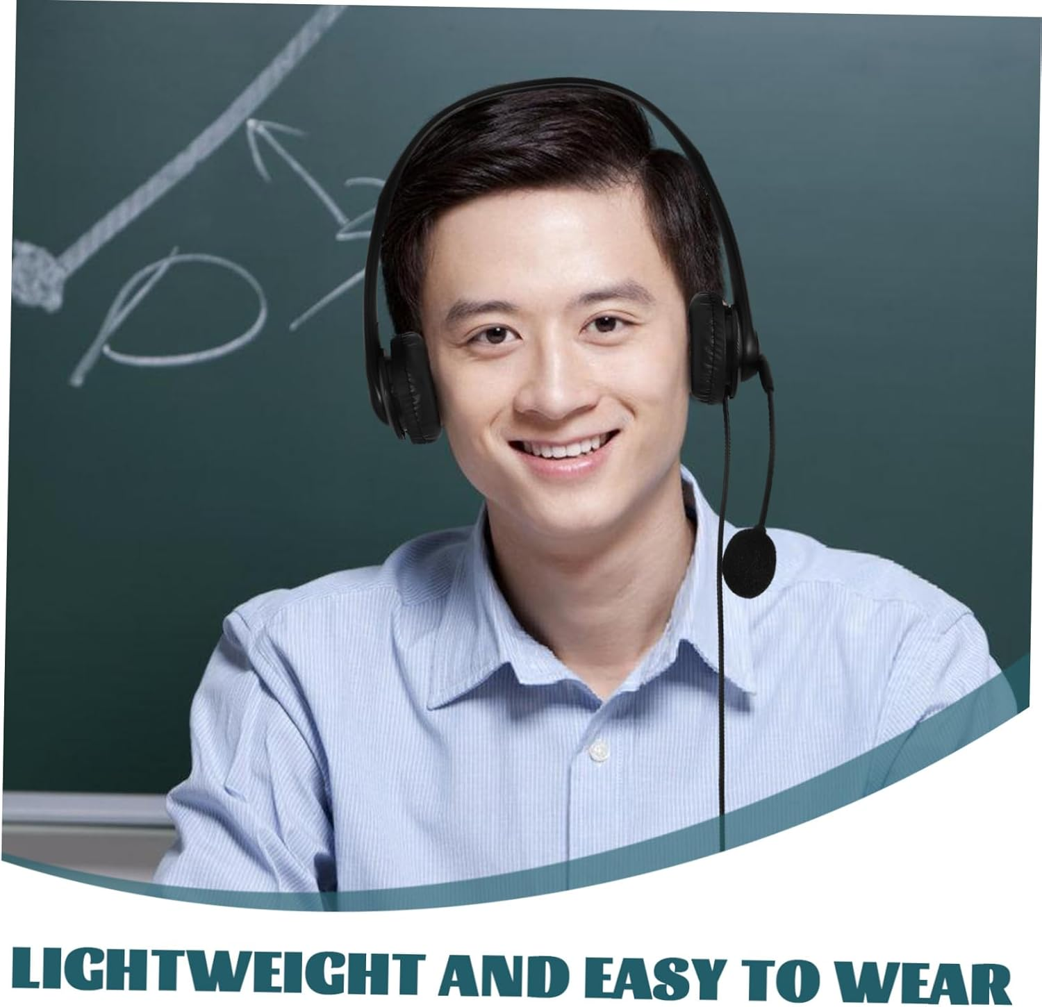 UKCOCO Wired Noise Cancelling USB Headset Microphone, Over-Ear Computer Headphones for Office and Online Classes, Black Dual-Ear Call Center Headphones for Business Communication image number 3