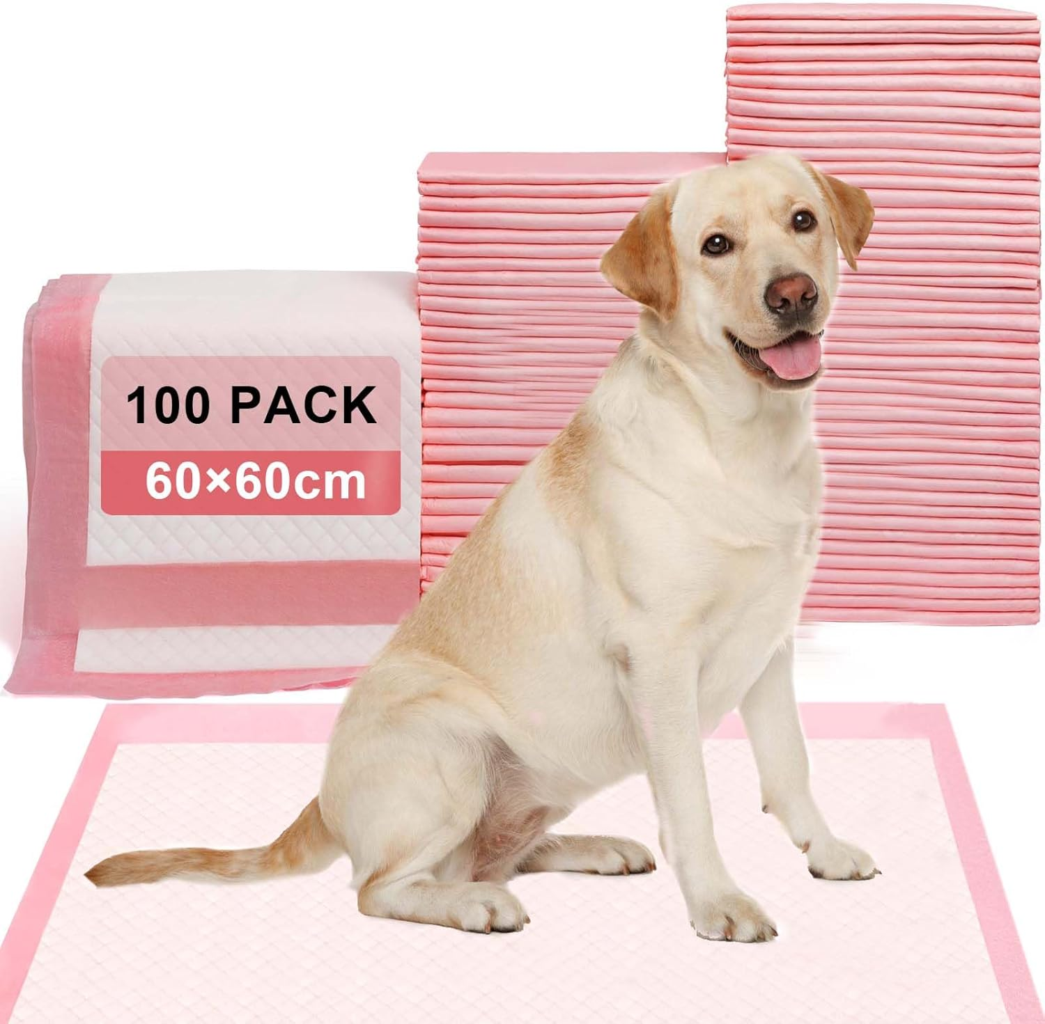 100Pcs Pet Training Pads 60*60Cm Leak-Proof and Super Absorbent Dog Pee Pads, Disposable Fast Drying Pee Mats for Pets Dogs, Cats, Rabbits