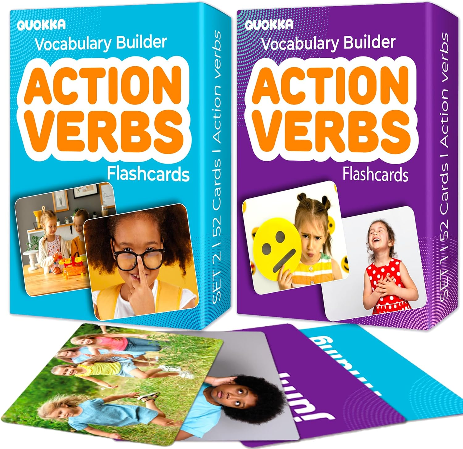 QUOKKA 104 Action Verbs Flash Cards for Speech Therapy Materials ESL Teaching &ndash; Educational Vocabulary Builder with Realistic Images for Kids Adults &ndash; Picture Cards for Speech and Cognitive Learning image number 2