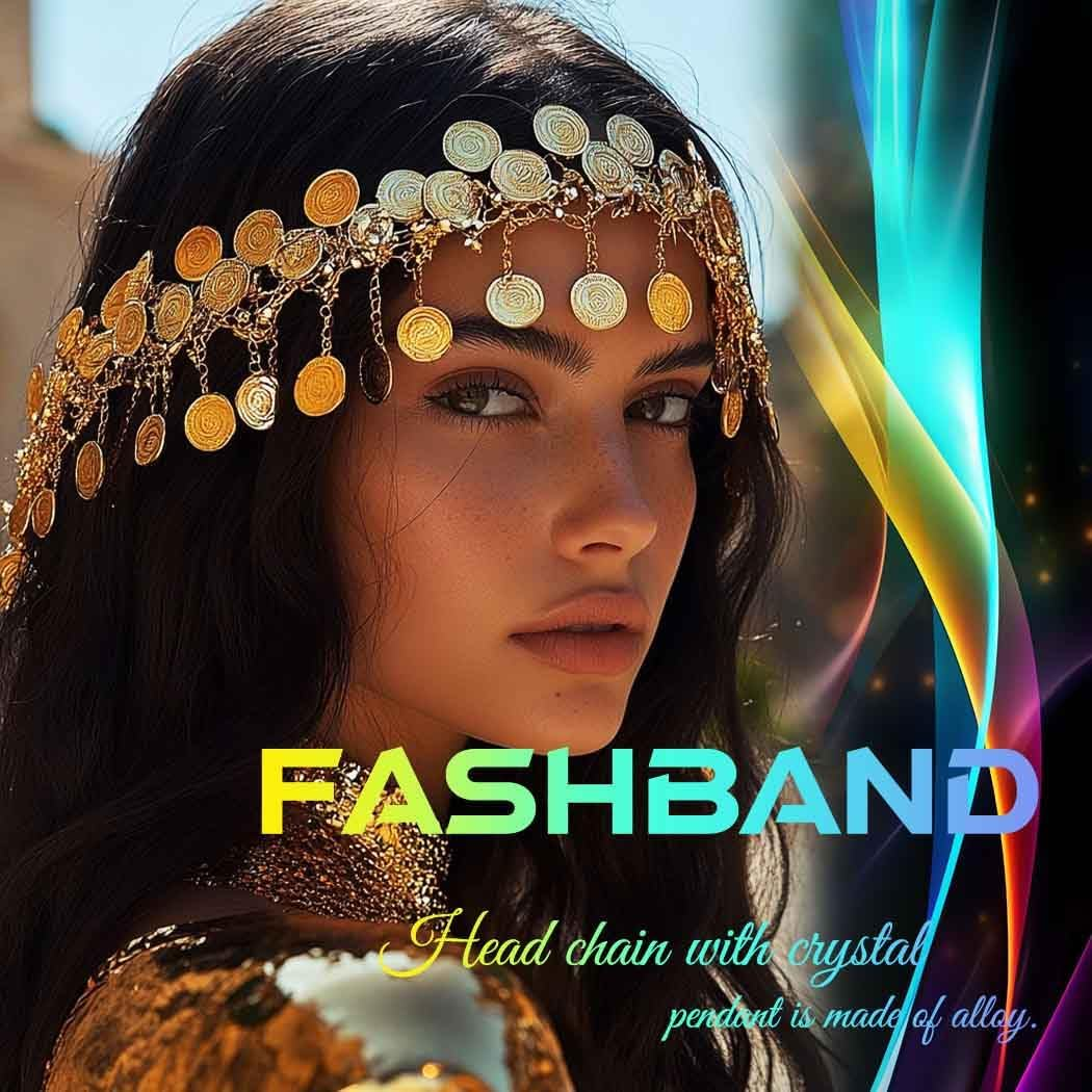 Fashband Gold Sequin Tassel Headband Festival Costume Party Headwear Hair Accessories for Women image number 4
