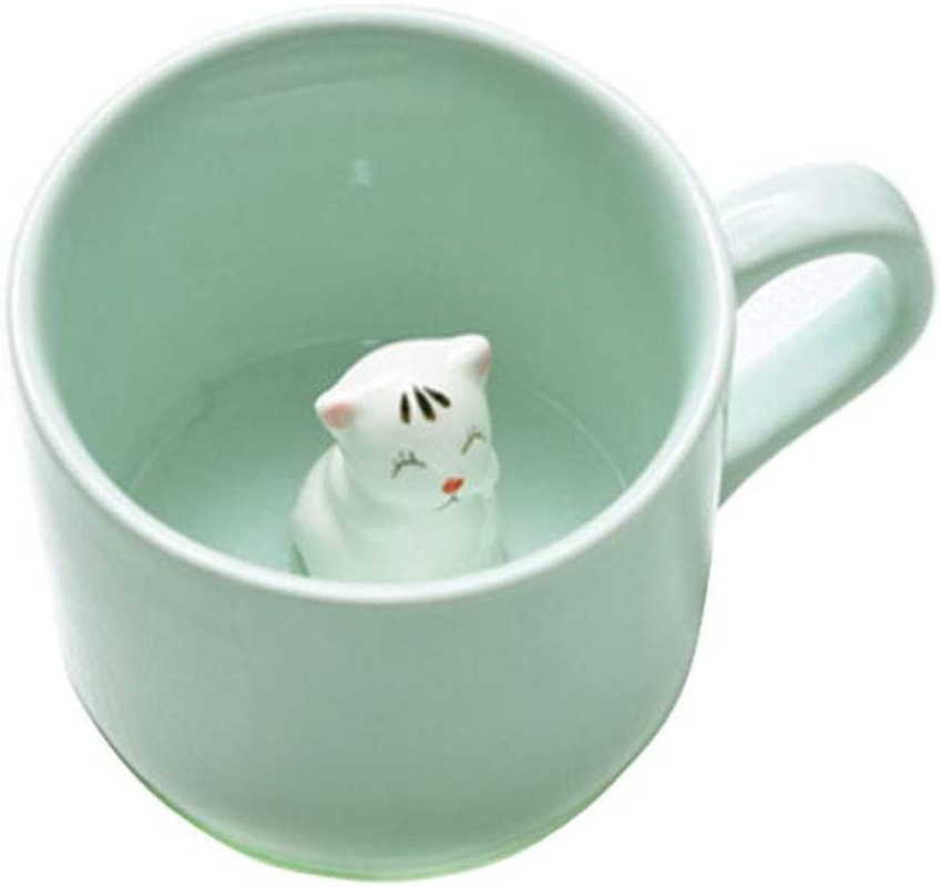 Coffee Milk Tea Ceramic Mugs - 3D Animal Morning Cup with Panda inside for Morning Drink,And Weddings, Birthdays,Father'S Day (Cat)