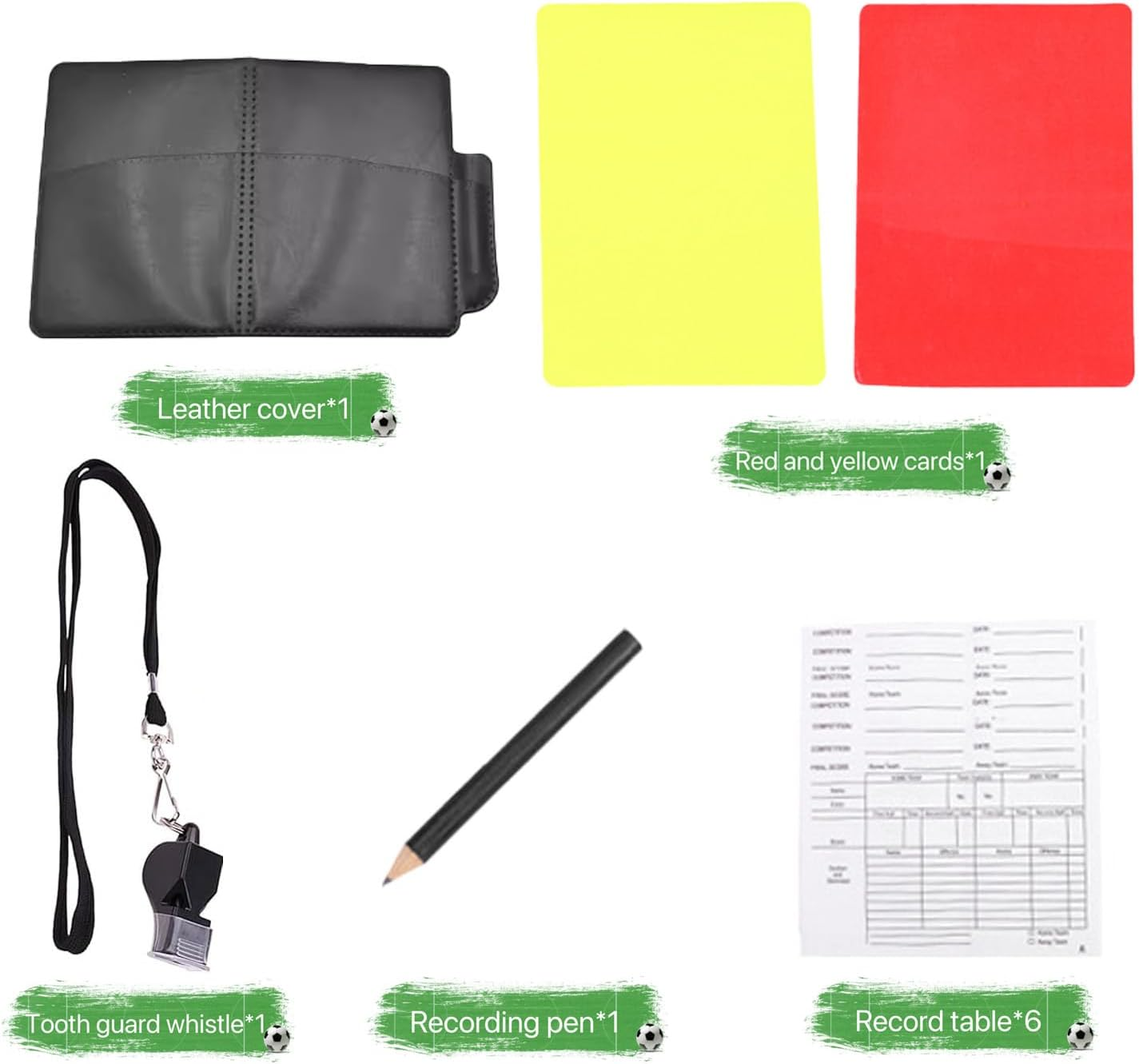 Football Referee Card Set, Soccer Match Football Match Referee Essentials, 4 Piece Soccer Red and Yellow Card Coach Whistle with Wallet Scoreboard Pencil, Soccer Match Referee Penalty Cards image number 2