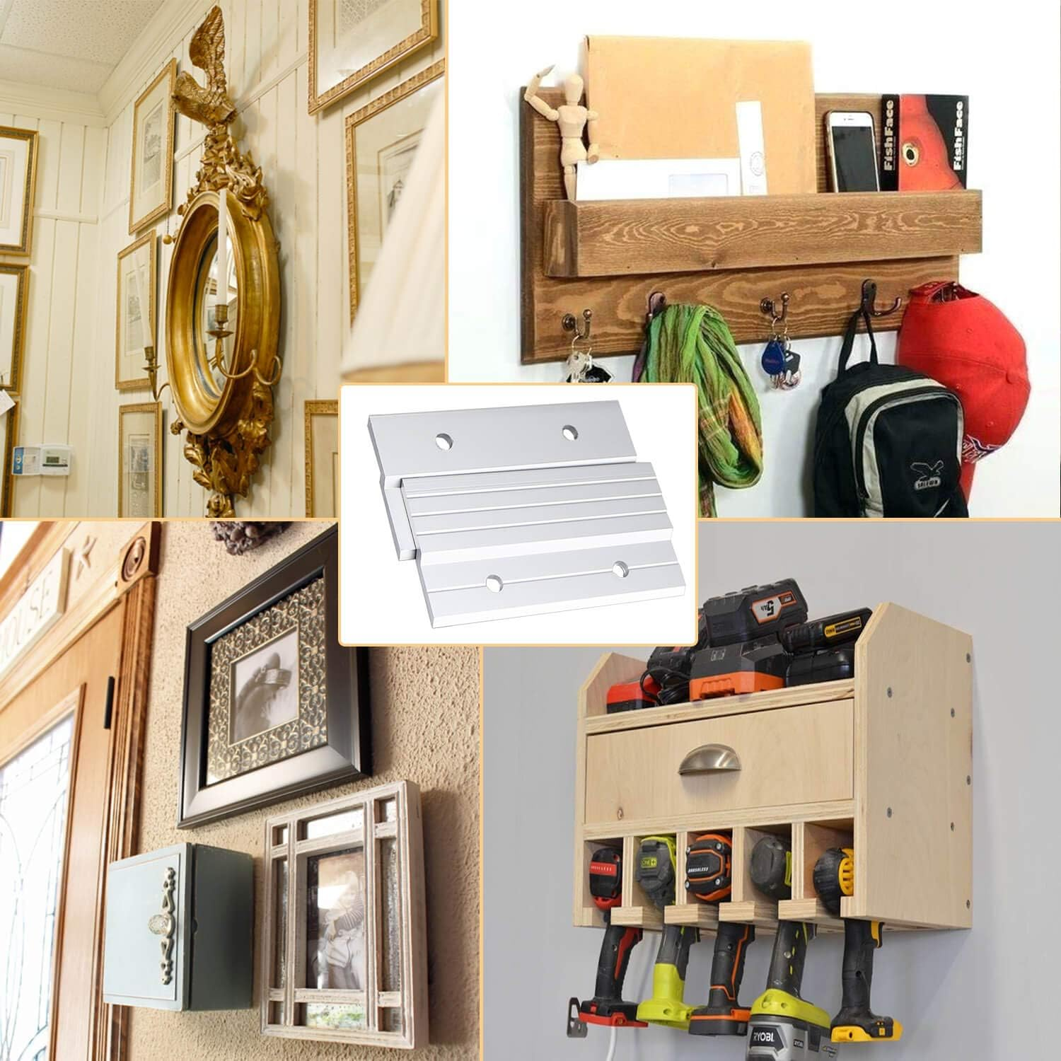 French Cleat Picture Hanger 4" Aluminum Z Clips Interlocking Wall Mounting Bracket Hardware Kit for Hanging Mirrors, Panels, Shelf ,Headboards, Artwork, Cabinet, Whiteboard, Art Frames (5 Pairs) image number 2