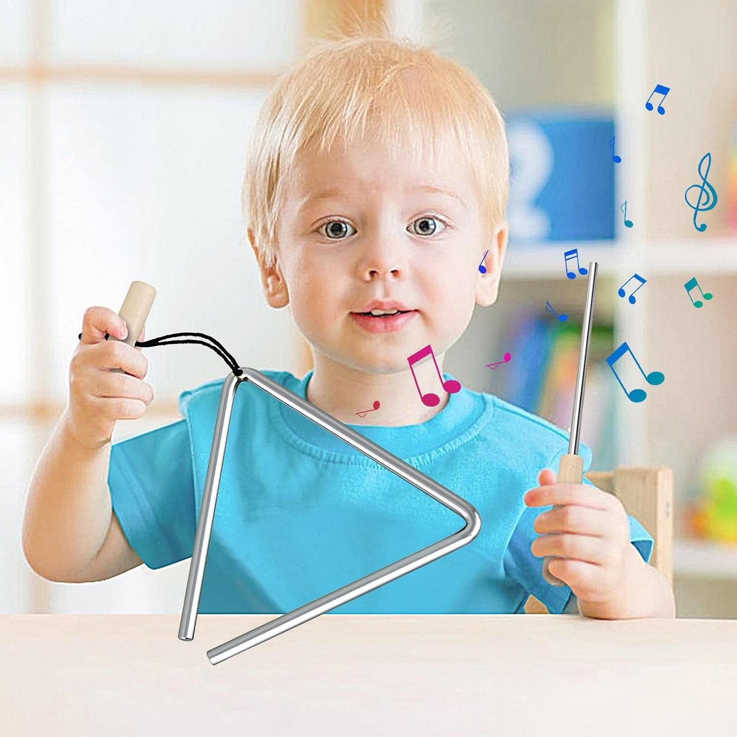 Steel Triangle Instrument - Hand Percussion Triangle | Portable Hand Percussion Triangle Instrument for Morning Parent-Child Education image number 6