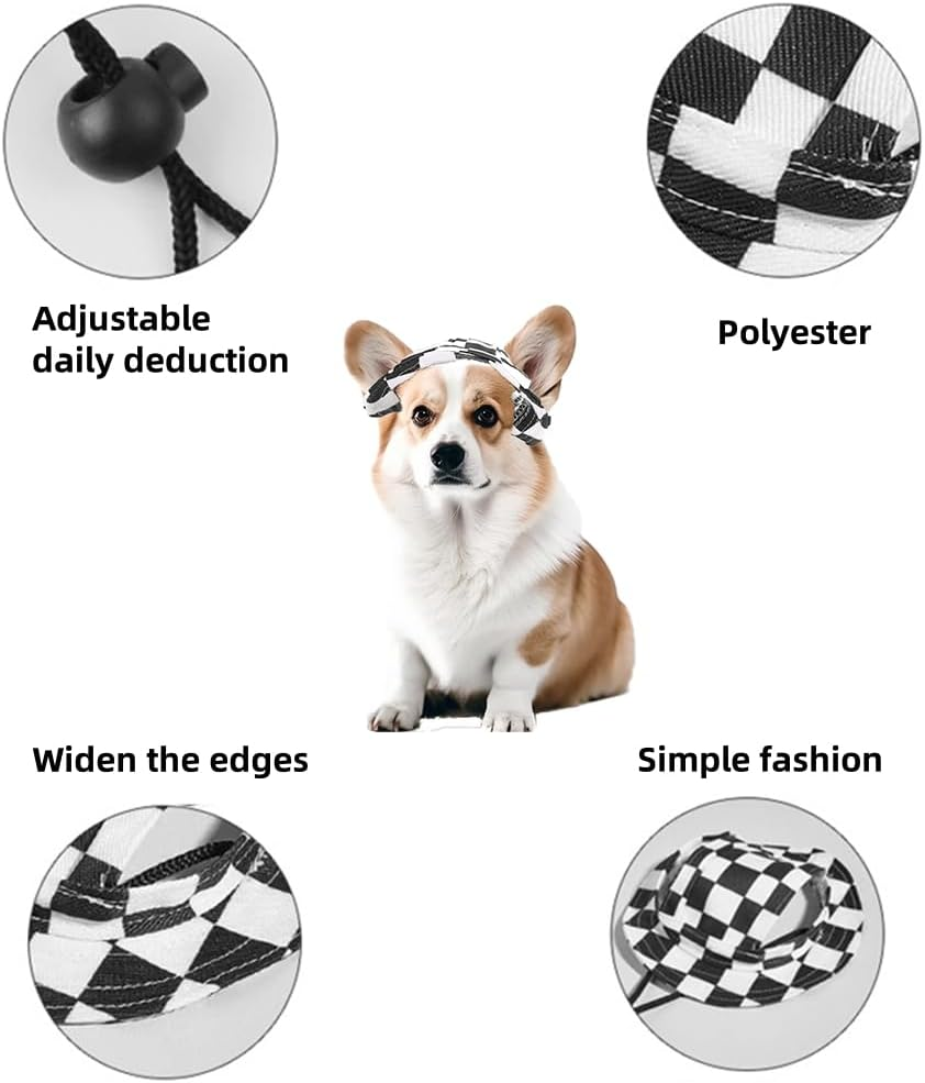 Pet Hat for Cats Dogs Only with Adjustable String Pet Hat Small Pet for Small and Medium Cats Birthday Party Costume Decoration,Summer Travel Hat with Ear Holes (M) image number 3