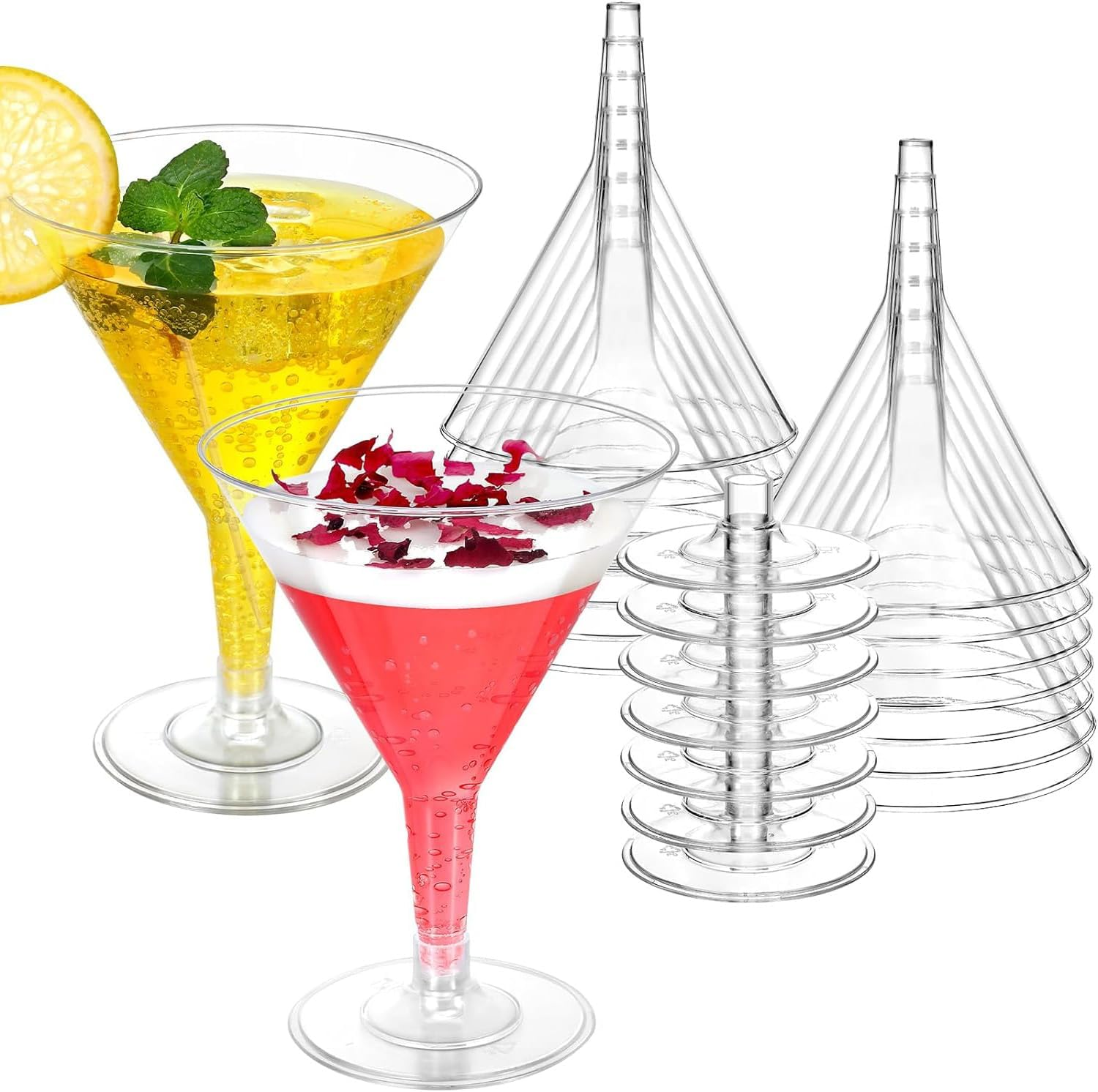 24 Pack Clear Plastic Martini Glasses 6 Oz Cocktail Glasses, Small Dessert Cups, for Wedding, Party Wine, Champagne, Margarita Drink Glasses image number 2
