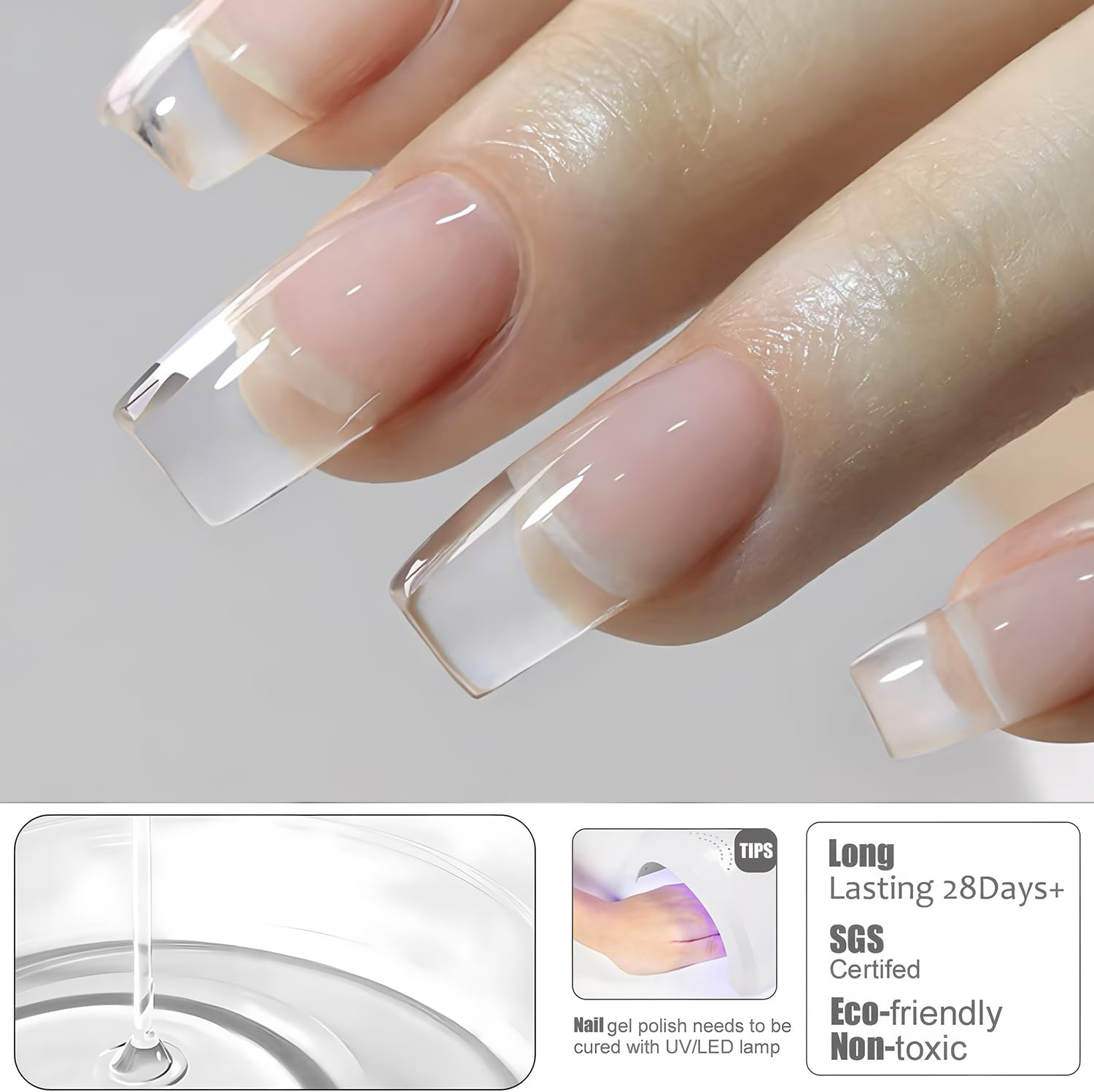 Vishine Builder Nail Gel 8-In-1 Clear Color for Nail Apex and Extension Strengthener, Nail Thickening Hard Gel Base Rhinestone Nail Glue Base in a Bottle H021 image number 5