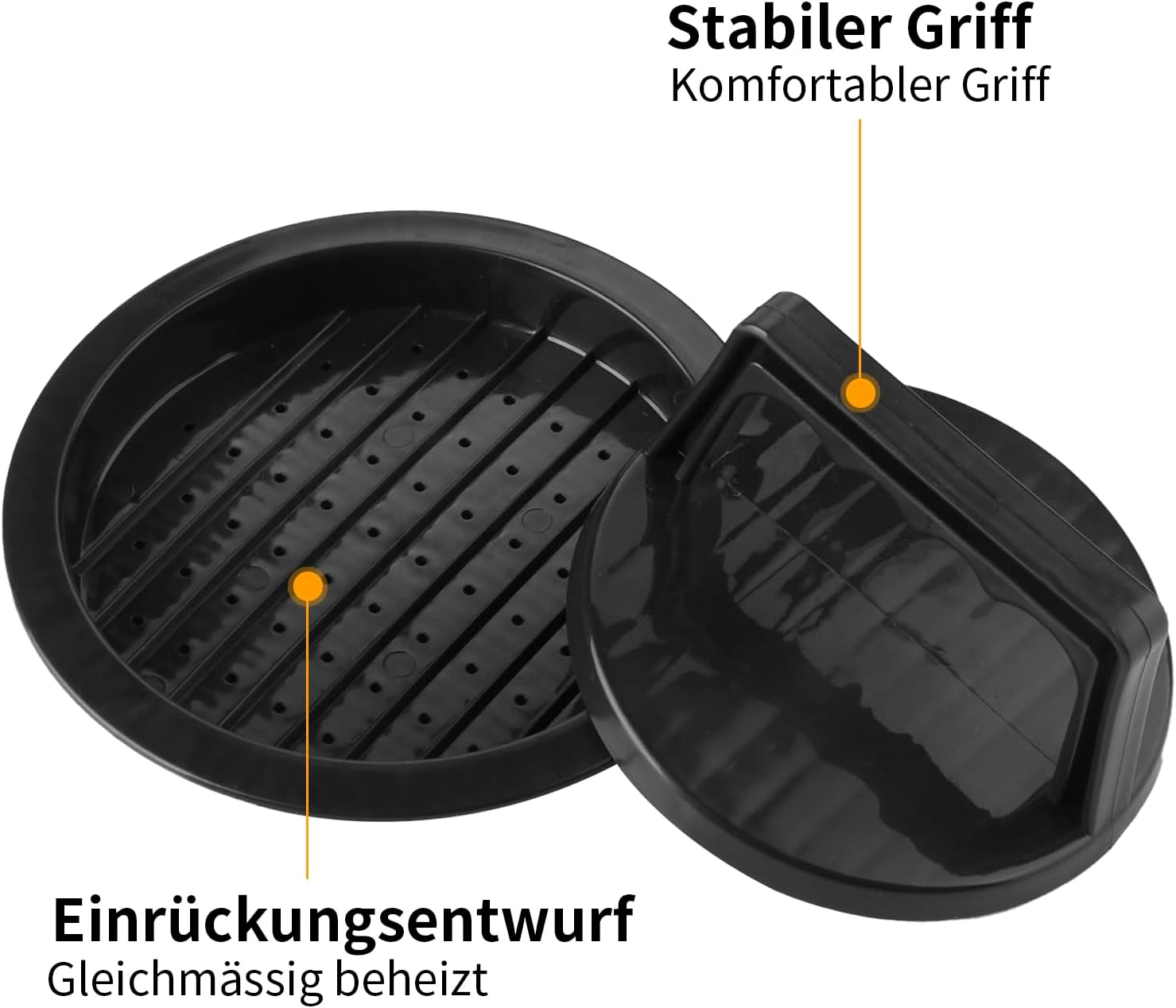 Burger Press Patty Maker, round Non-Stick Stuffed Hamburger Press Accessories Smashed Hamburger Press Patty Burger Meat Sausage Beef Maker Mold Kitchen Gadgets for Grilling (2 Pack, Black) image number 3